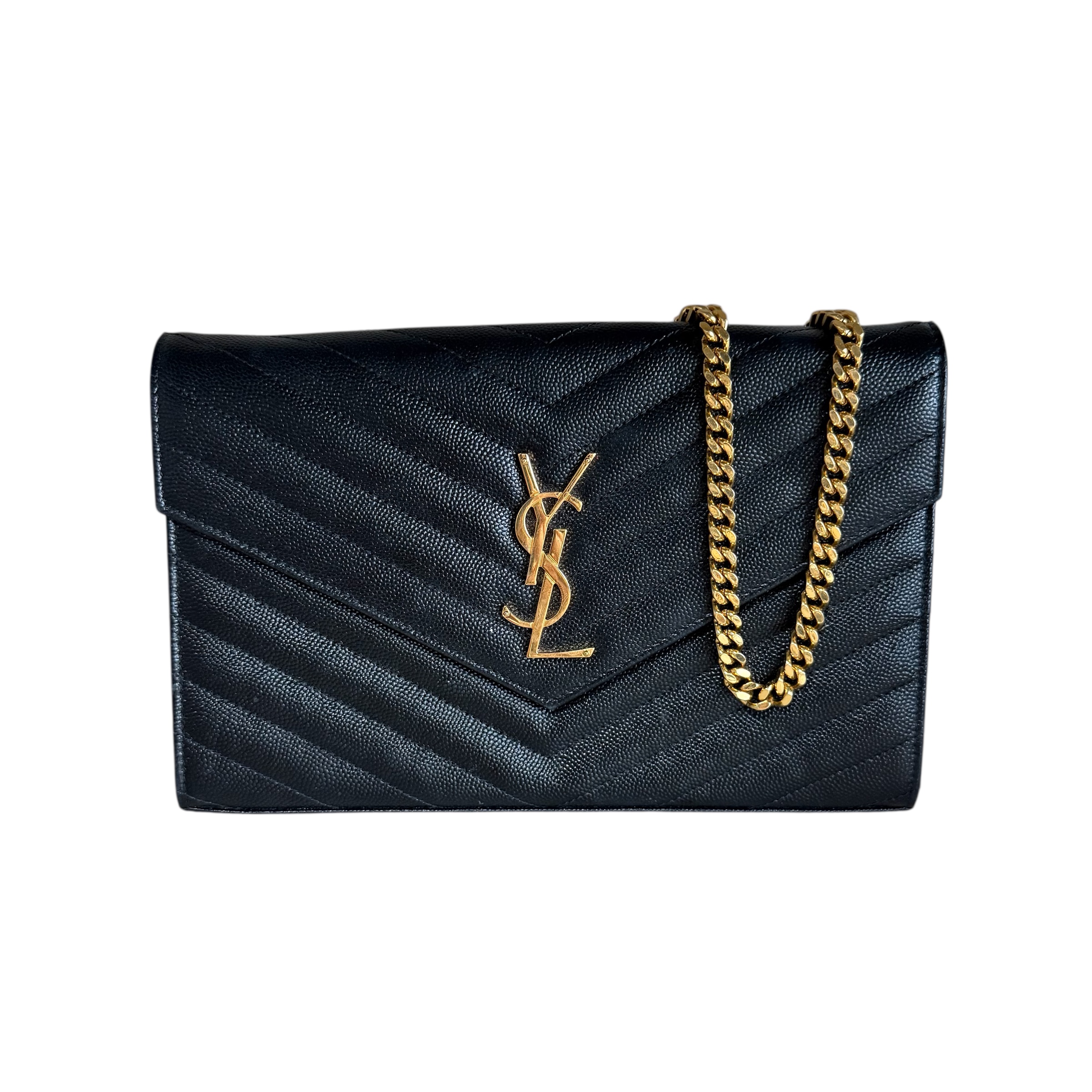 YSL Saint Laurent Monogram Cassandre Wallet on a Chain (As-Is)