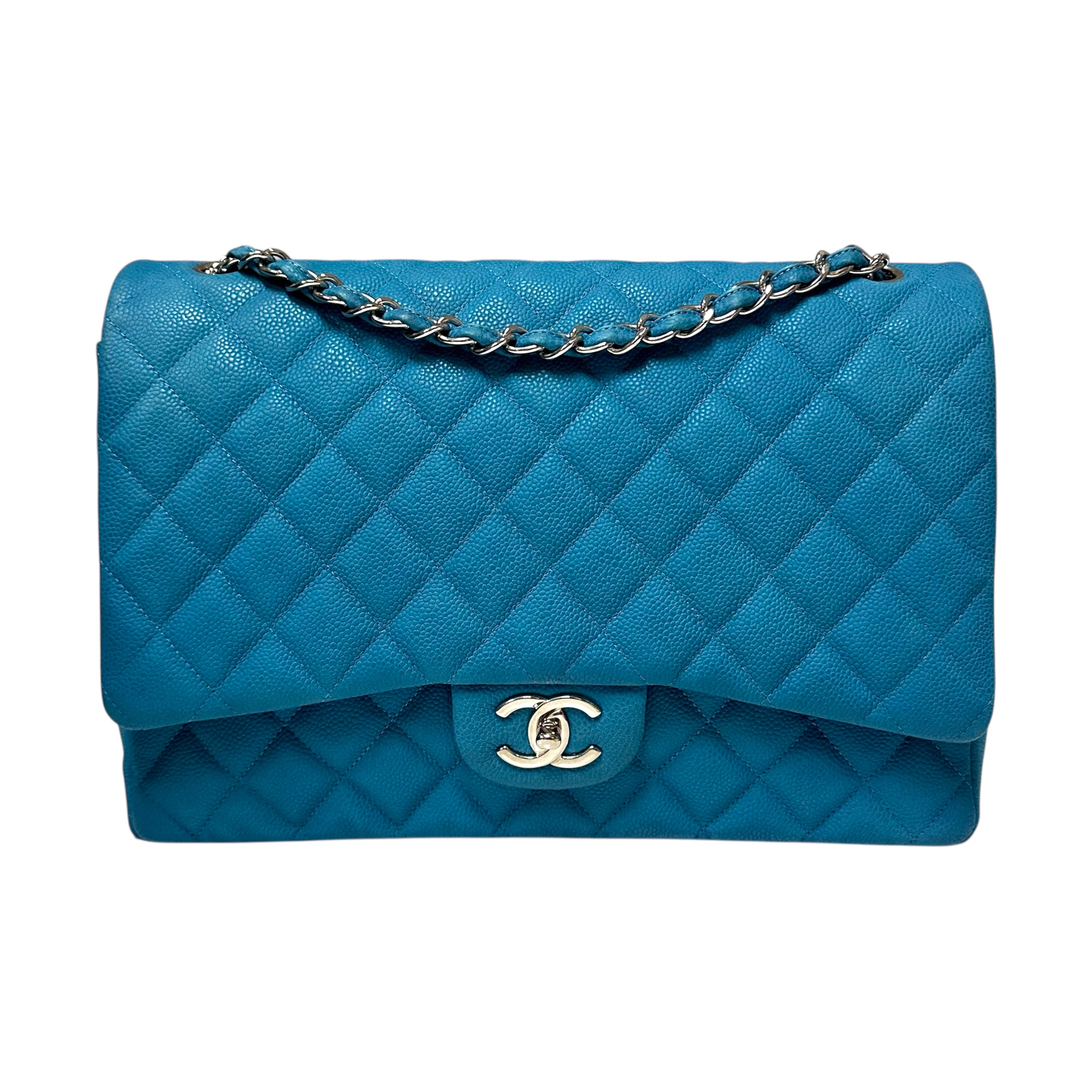 Chanel Turquoise Maxi Double Flap Bag
