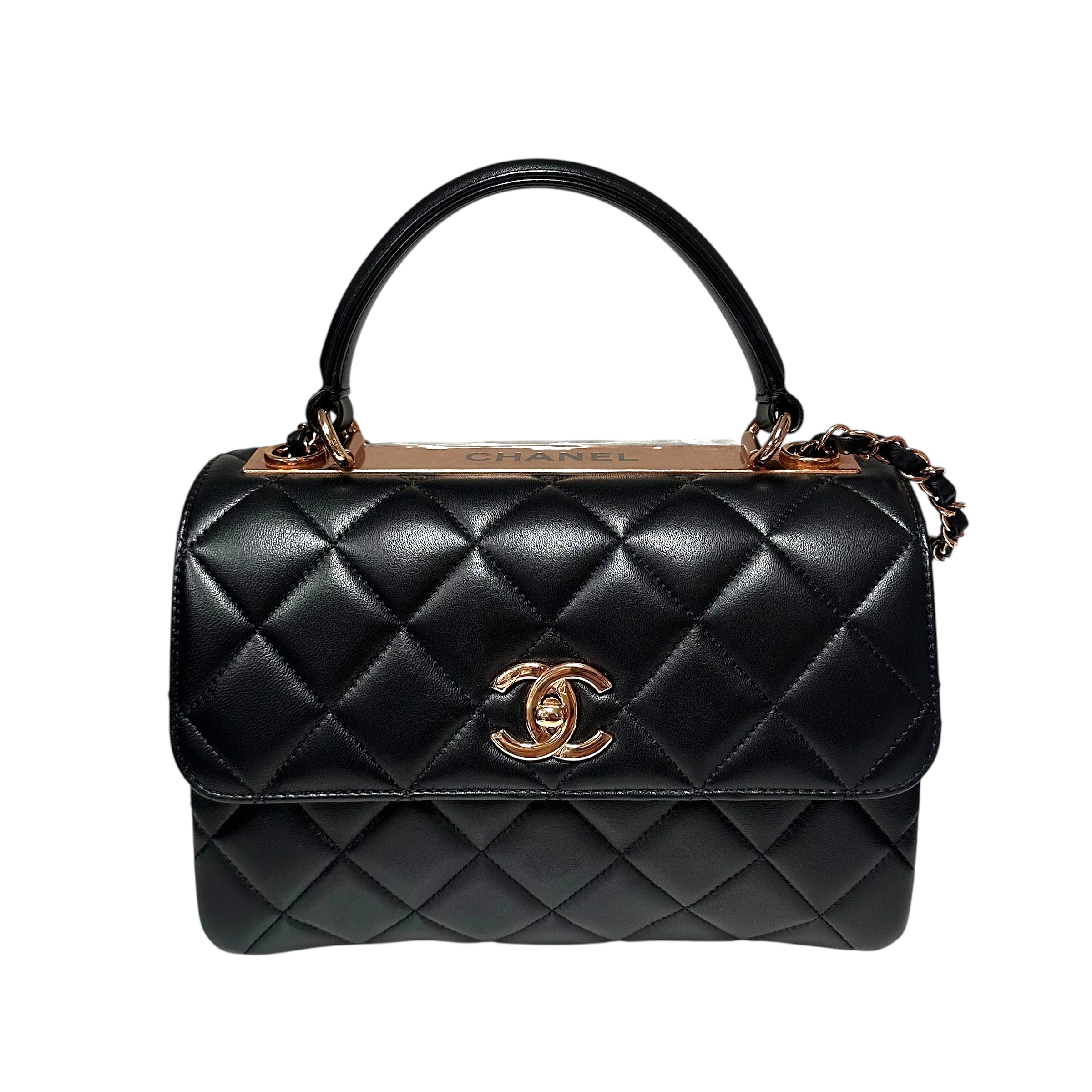 Chanel Black Small Trendy CC Flap Bag w/Rose Gold Hardware