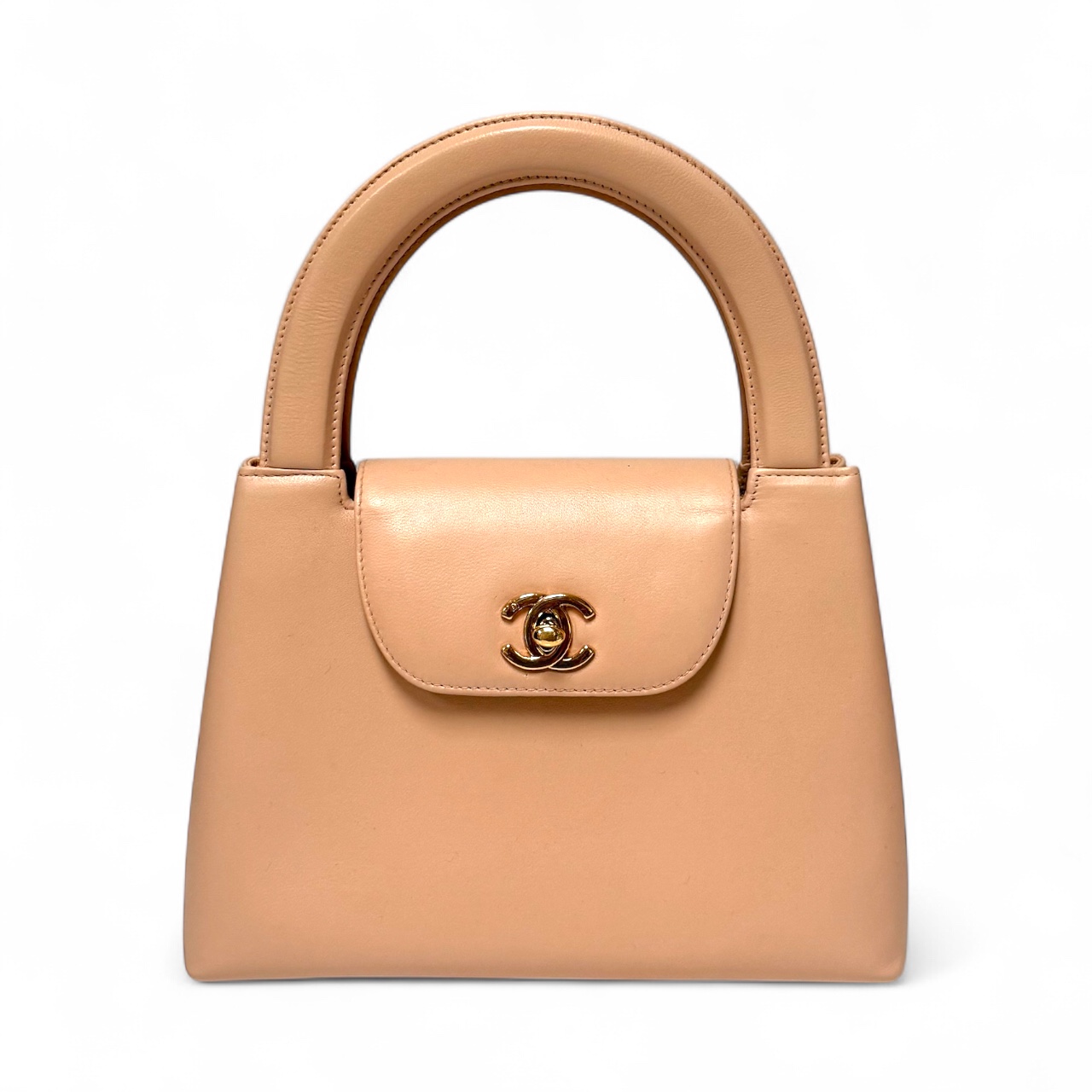 Chanel Vintage Mini Cream Lambskin Kelly Handbag