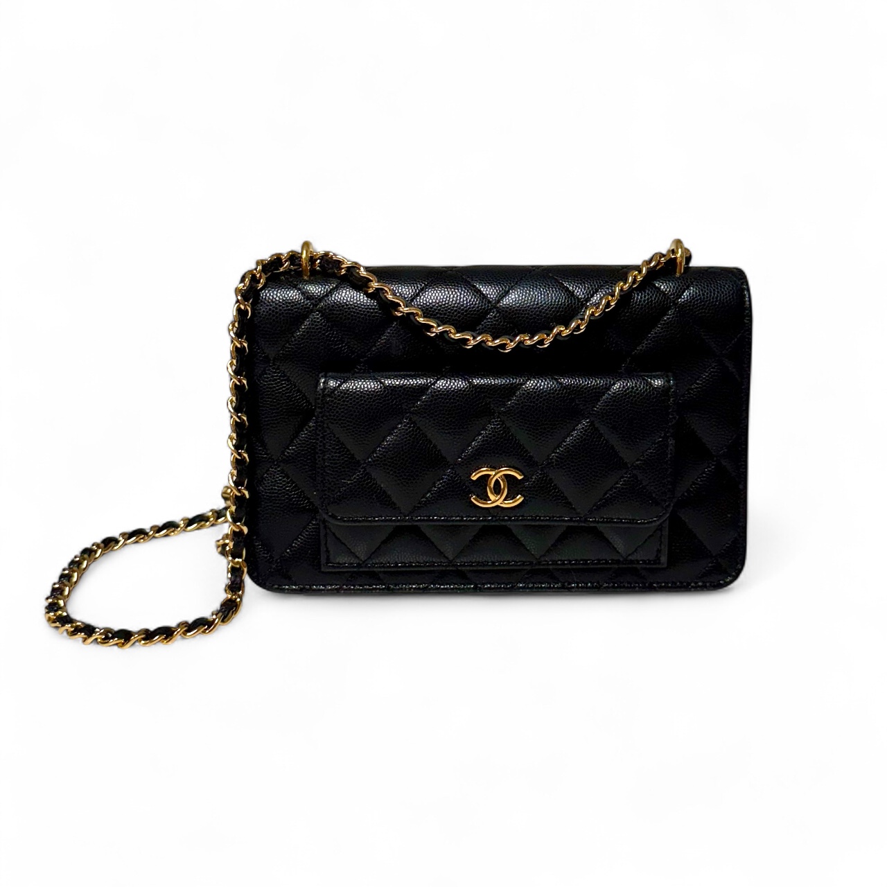 Chanel Black Caviar Pocket Twins Wallet on Chain