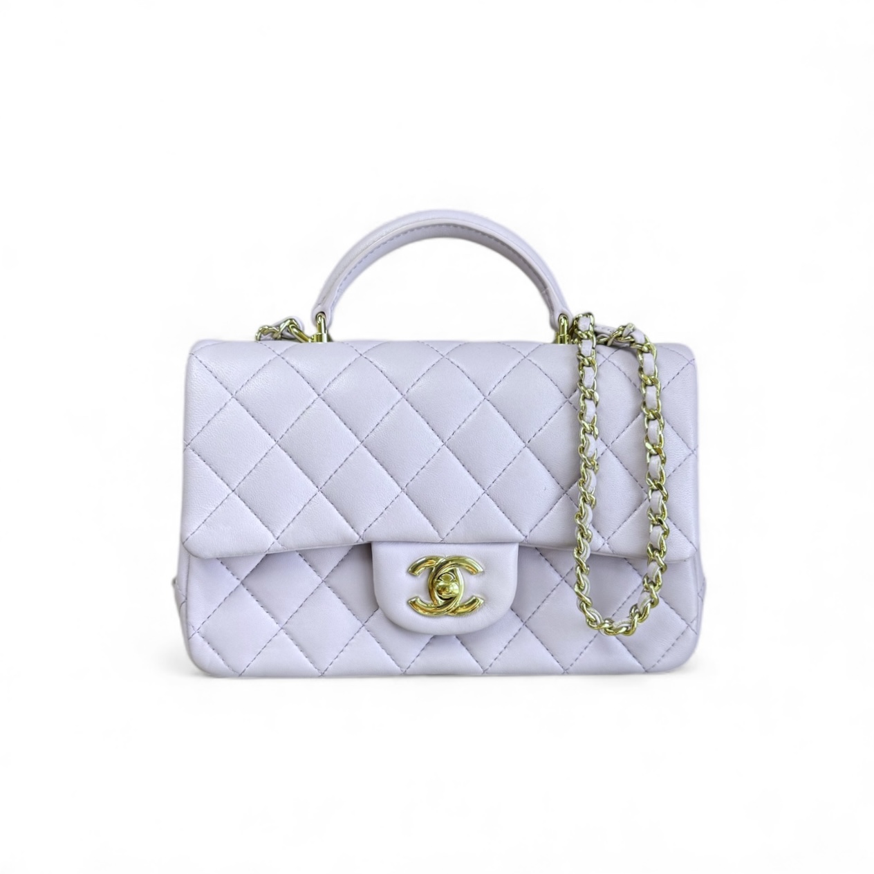 Chanel Lavender Mini Rectangular Flap Bag with Top Handle