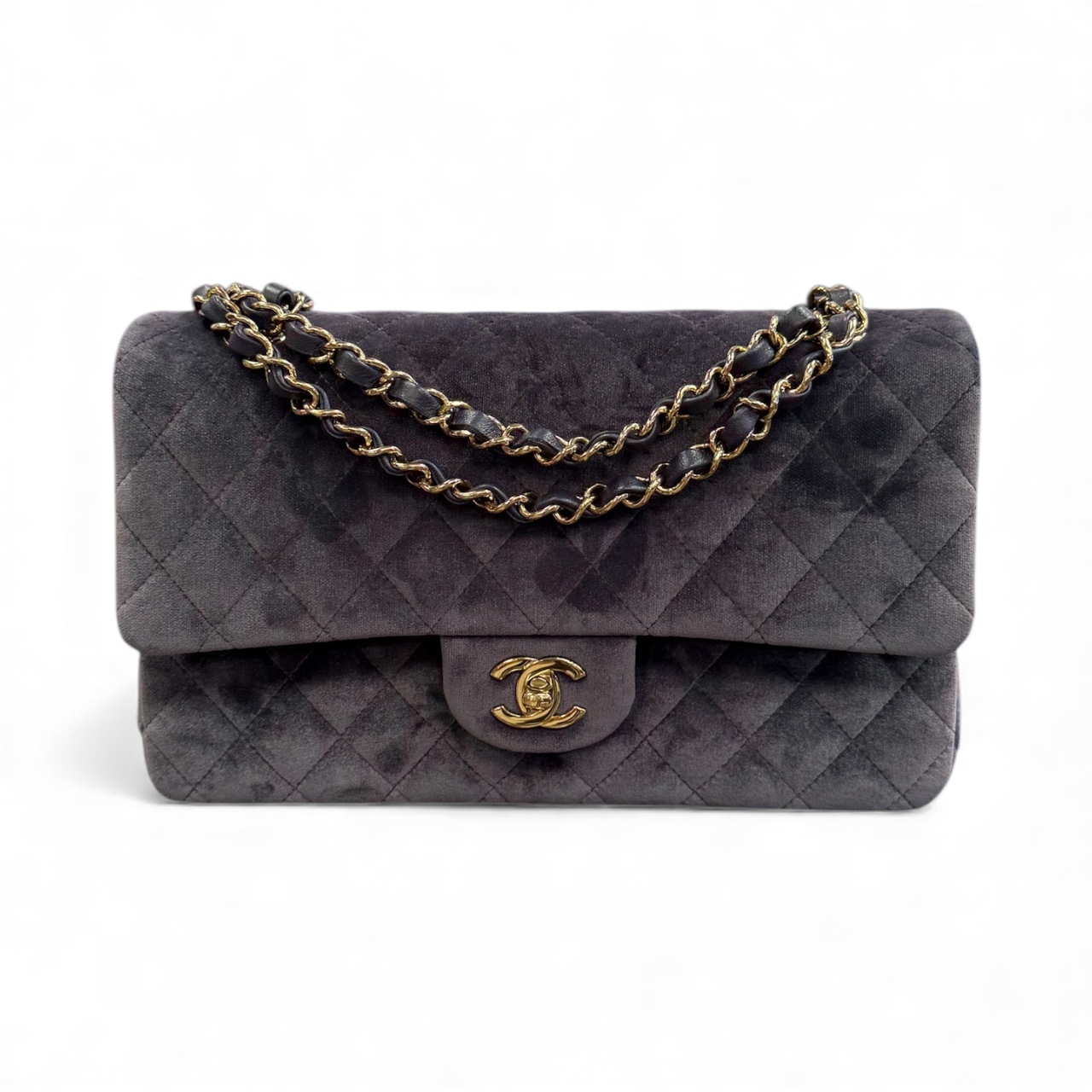 Chanel Blue Suede Double Flap Bag