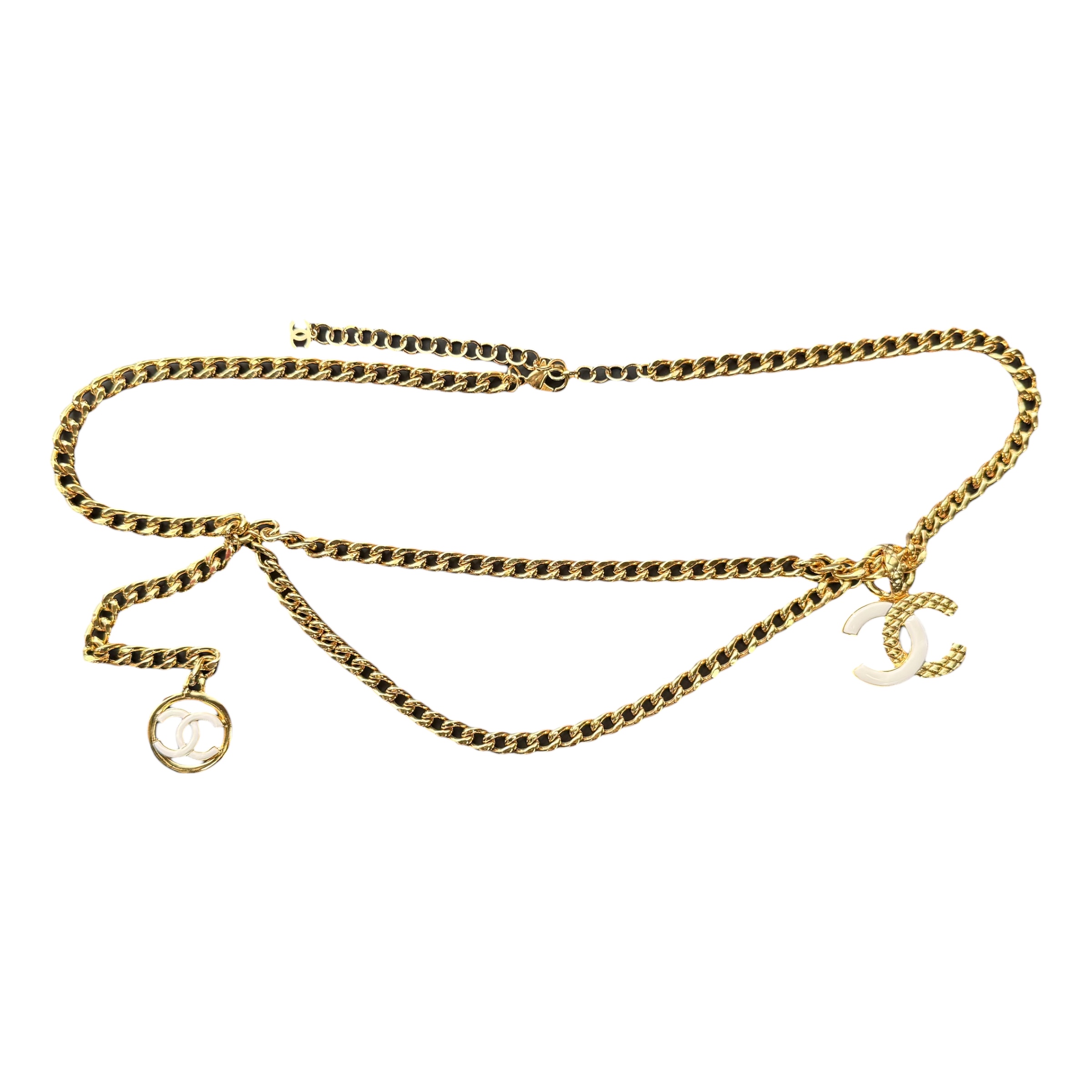 Chanel Gold/White CC Belt