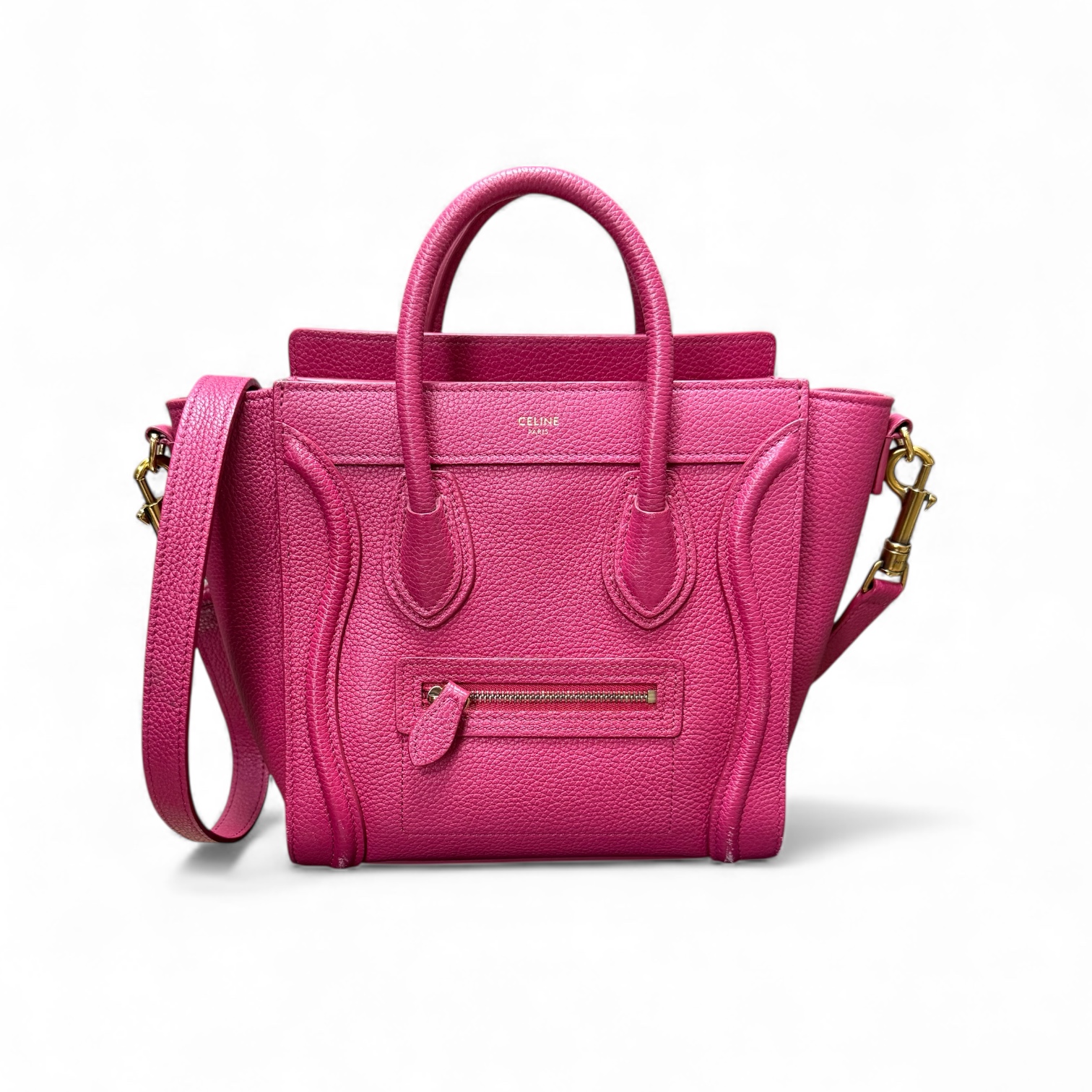 Celine Pink Leather Luggage Nano Bag