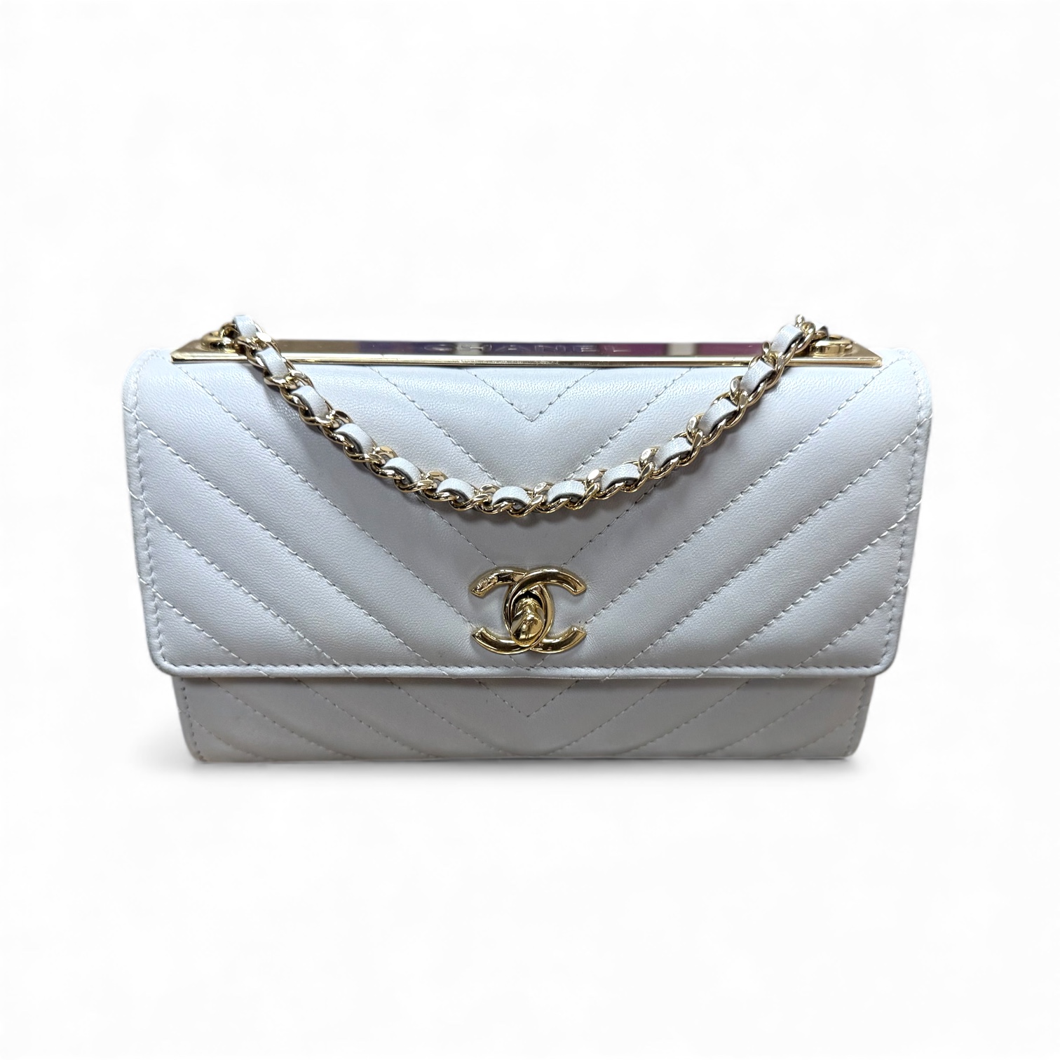 Chanel Grey Chevron Trendy CC Wallet on Chain