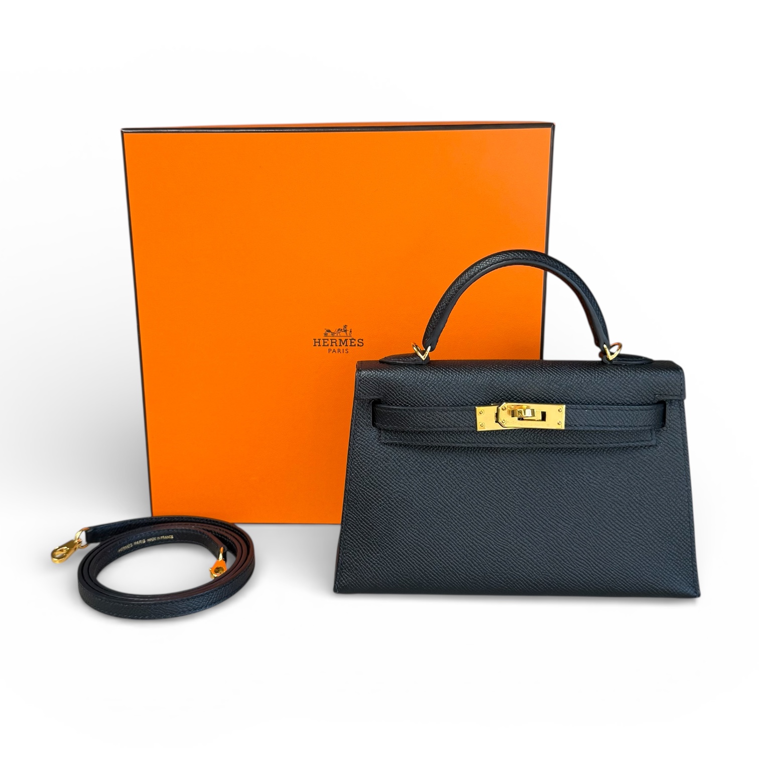 Hermes Mini Kelly in Noir with Gold Hardware (2023)