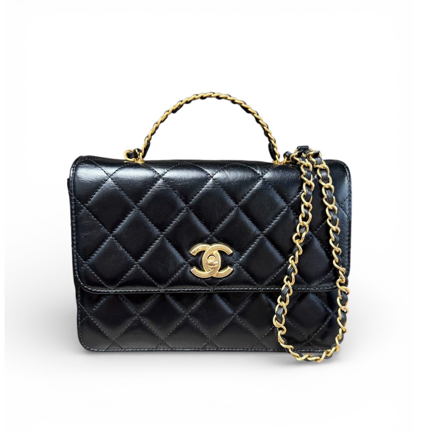Chanel Black Top Handle Flap Bag