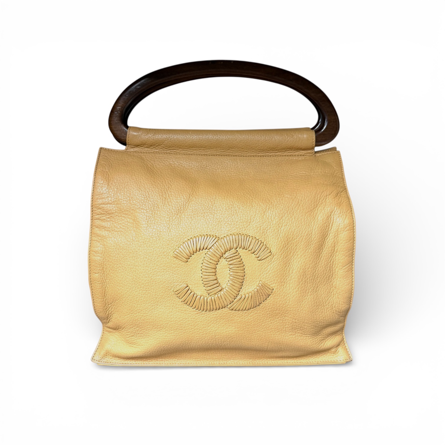 Chanel Vintage CC Mark Logo Wood Handle Bag