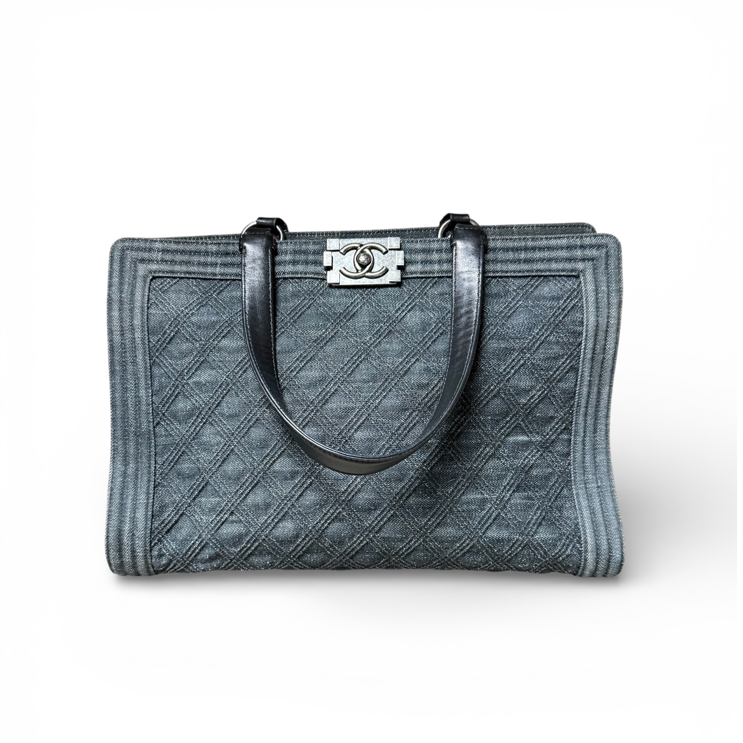 Chanel Denim Quilted Boy Shopping Bag