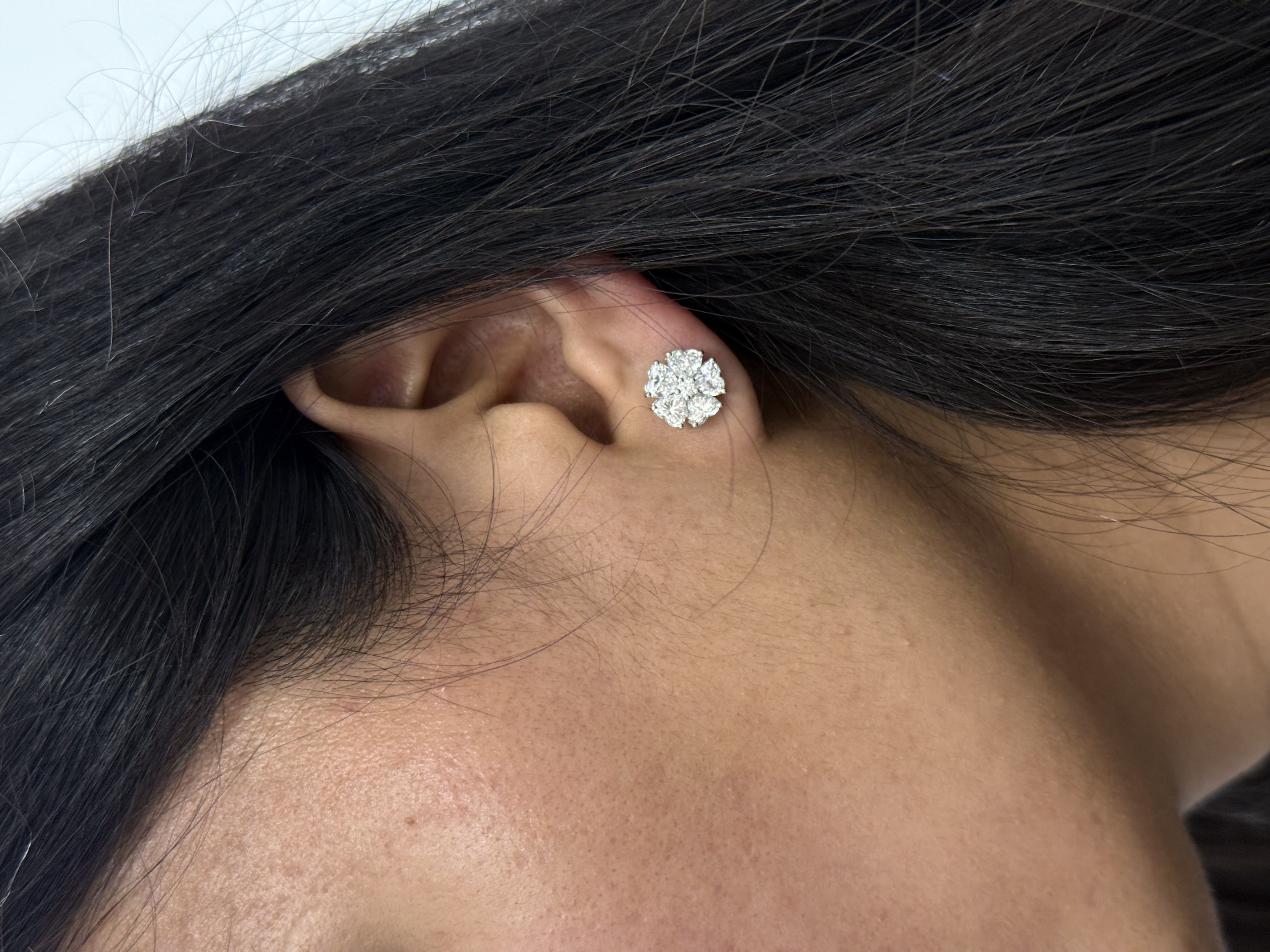 Stud Earrings, 14K White Gold, stock 310110