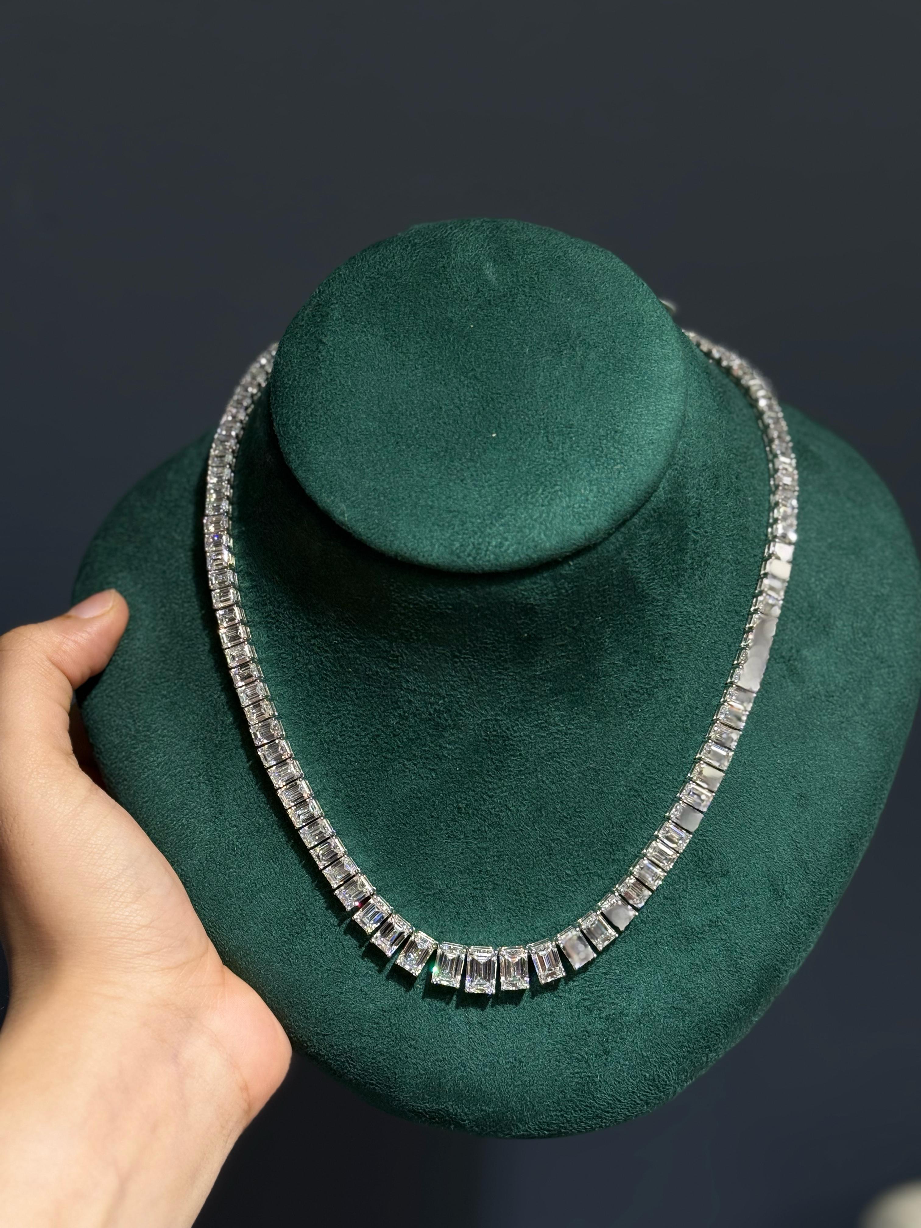 Tennis Necklace, 14K White Gold, stock 305708
