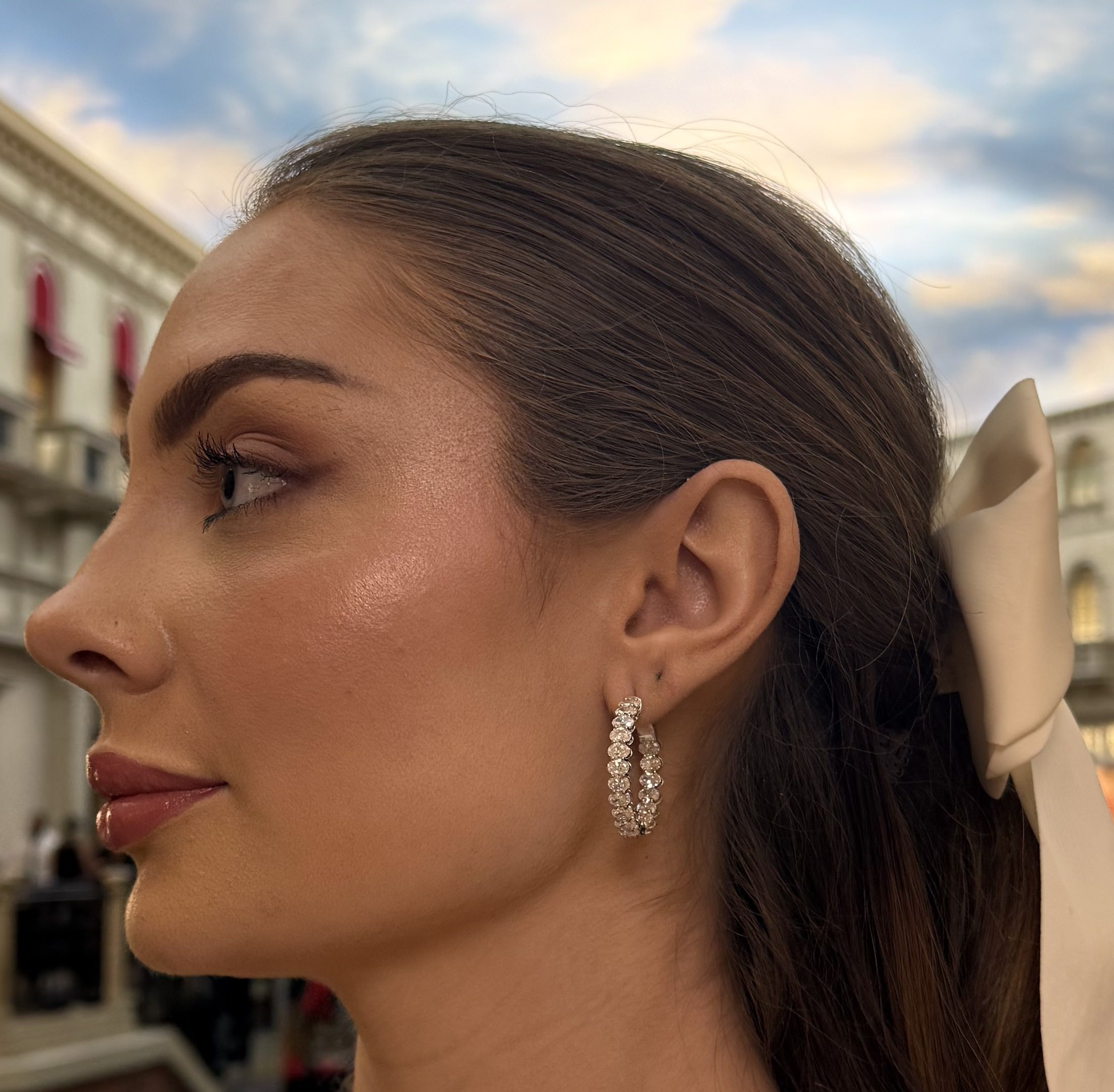 Hoop Earrings, 14K White Gold, stock 311161