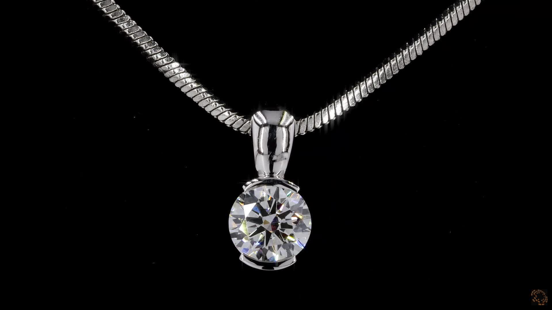 Solitaire Pendant, 14K White Gold, stock 495149