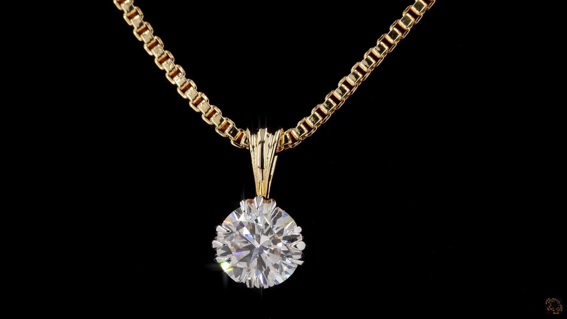 Solitaire Pendant, 14K Yellow Gold, stock 495113