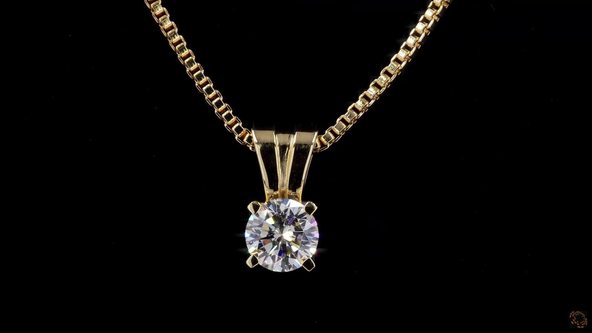 Solitaire Pendant, 14K Yellow Gold, stock 495226