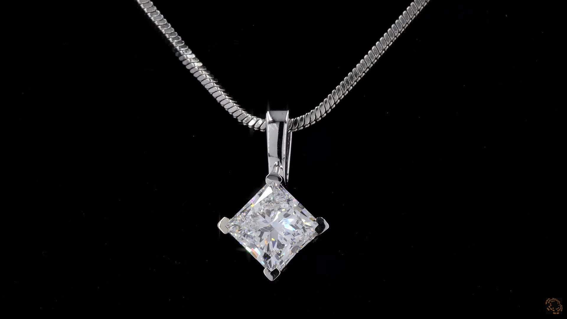 Solitaire Pendant, 14K White Gold, stock 495231