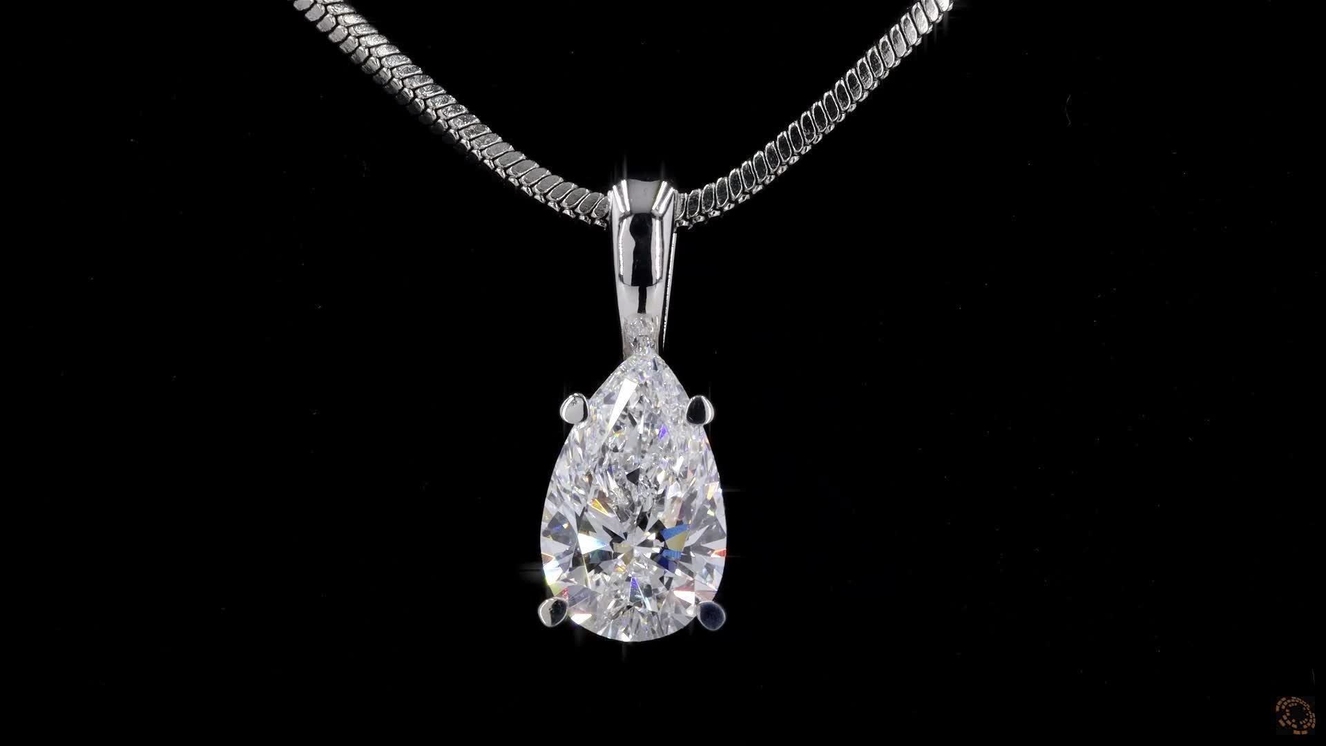 Solitaire Pendant, 14K White Gold, stock 535268