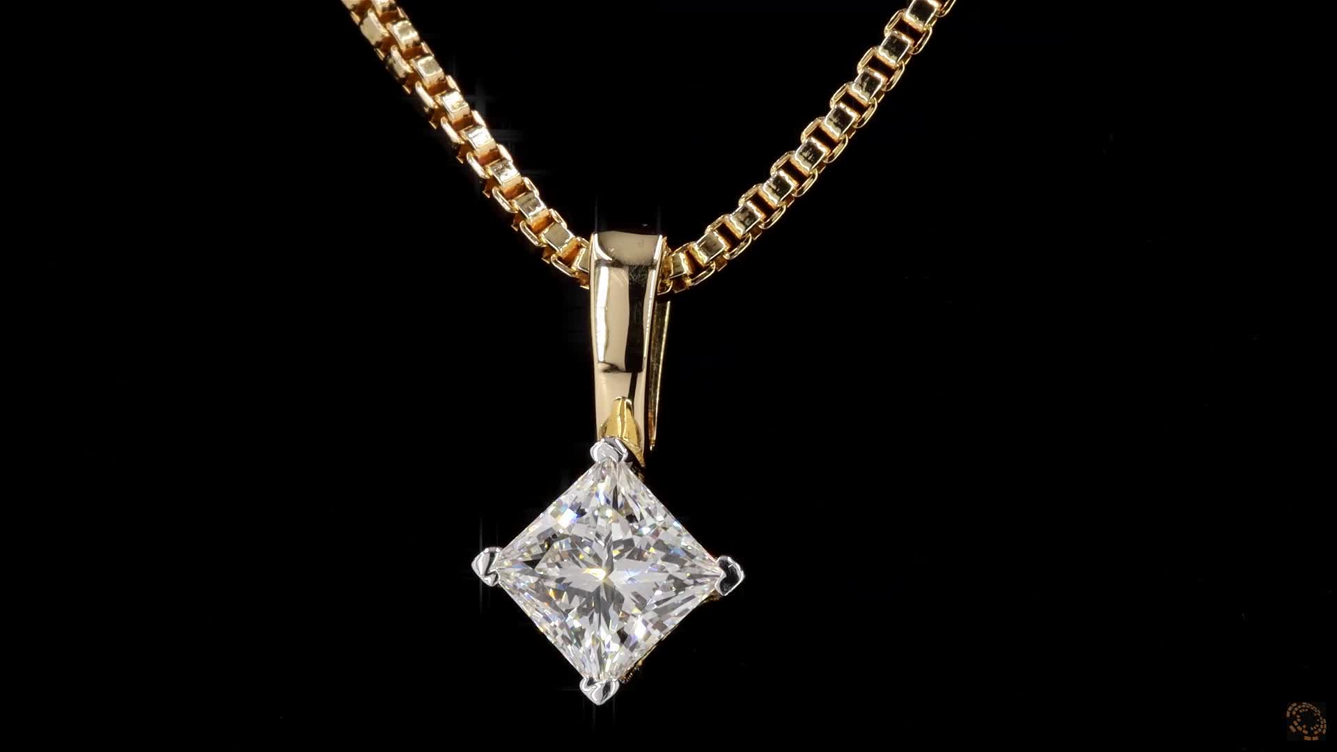 Solitaire Pendant, 14K Yellow Gold, stock 535270