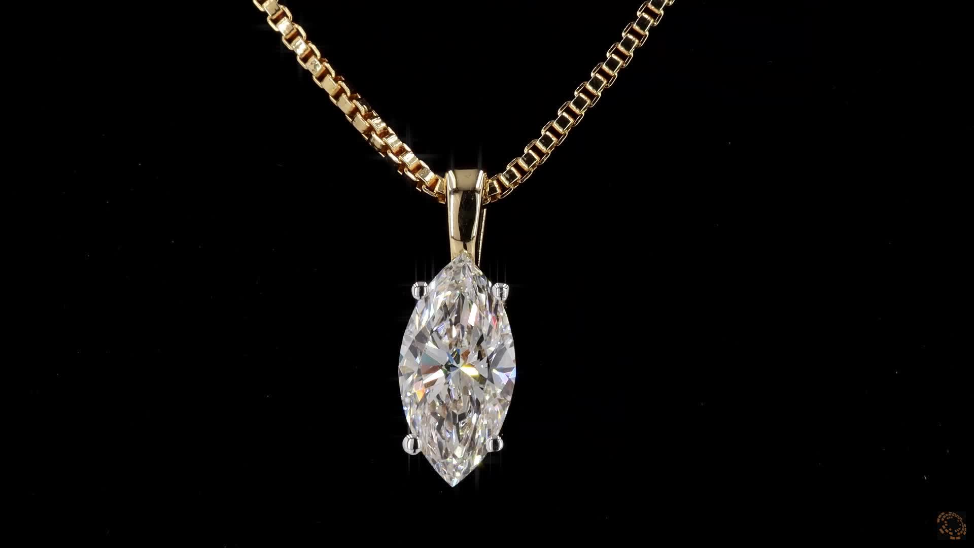 Solitaire Pendant, 14K Yellow Gold, stock 535278