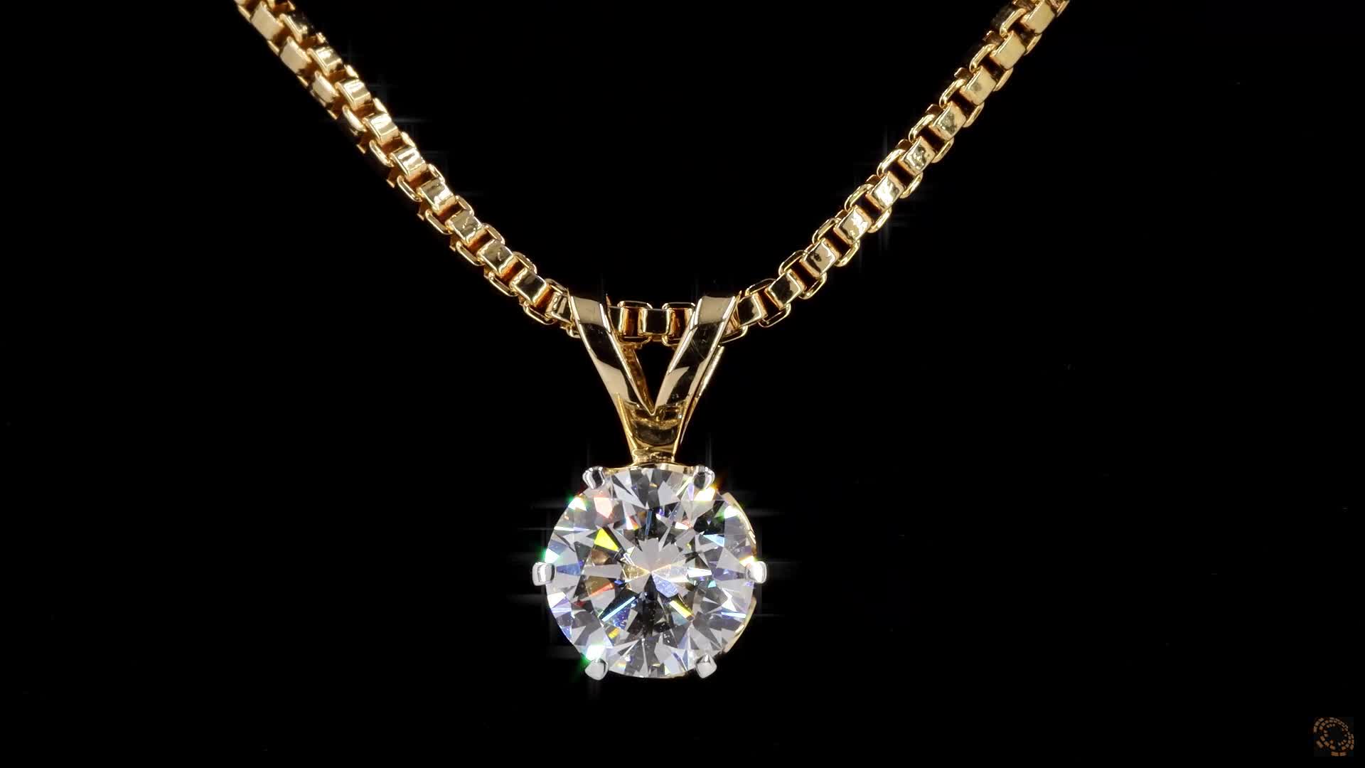 Solitaire Pendant, 14K Yellow Gold, stock 537414