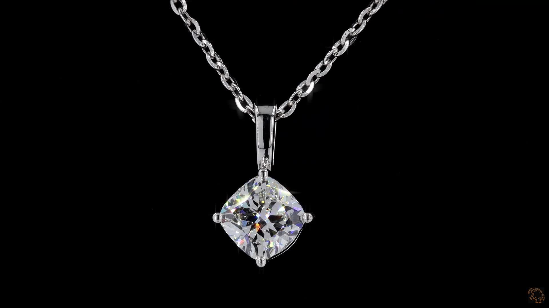 Solitaire Pendant, 14K White Gold, stock 573257
