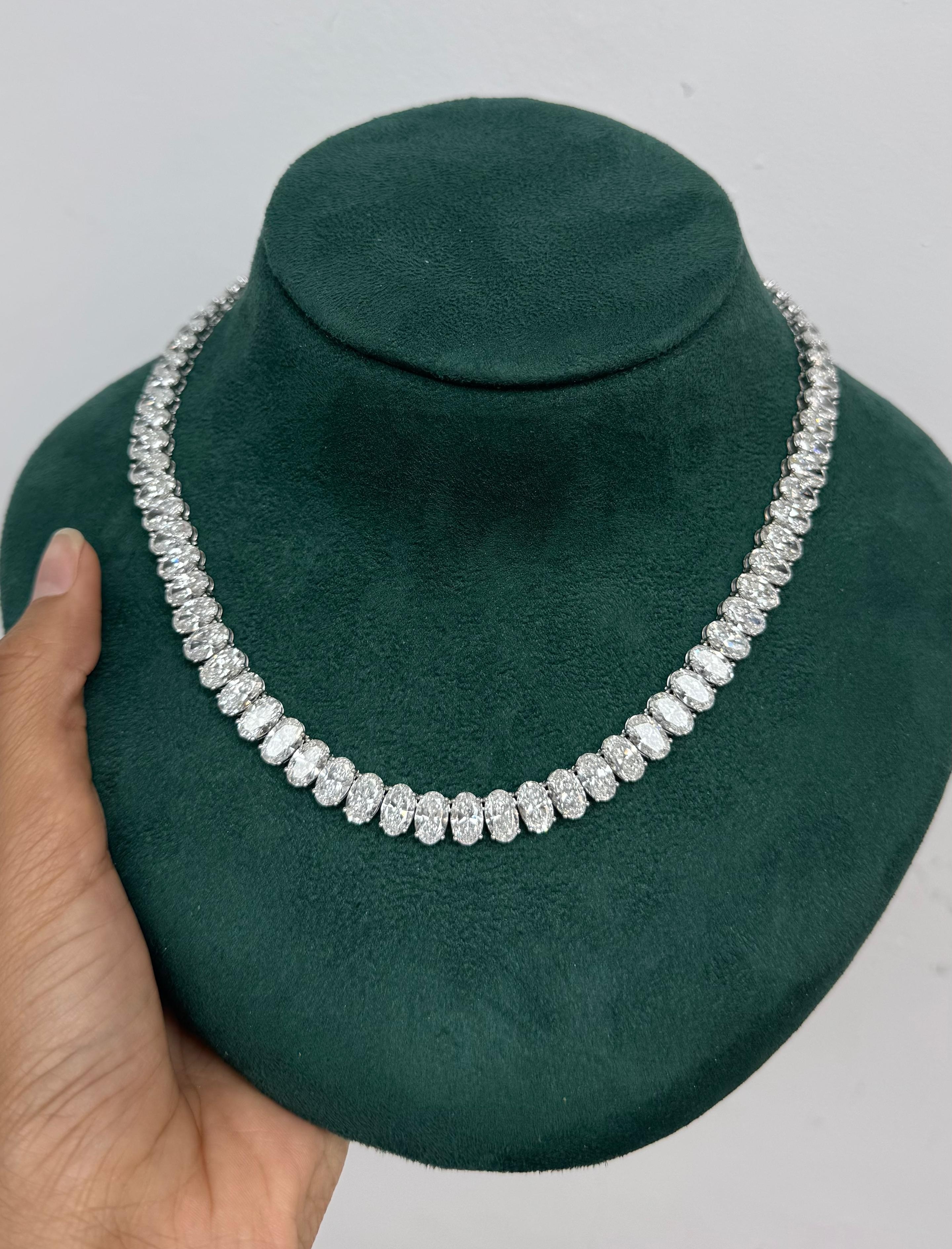 Tennis Necklace, 14K White Gold, stock 476934