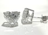 14KW LAB GROWN DIAMONDS HEART SHAPE EARRINGS NON CERT F-G VS+ 2HT-5.11CTW  14KW-1.46GR