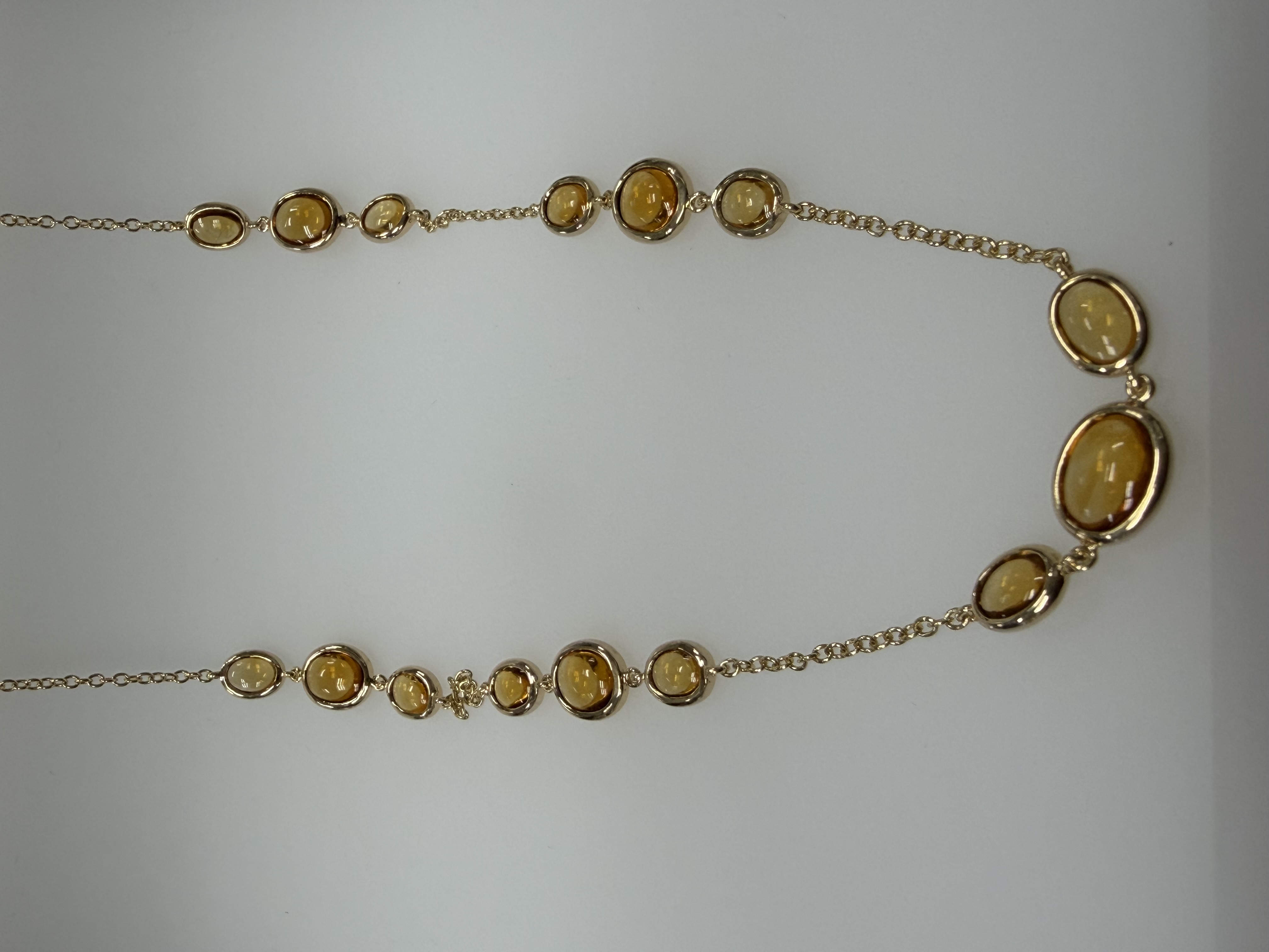 Silver/14k YG Citrine  Necklace  Cushion 13.11CT 0.00CTW  6.26GR