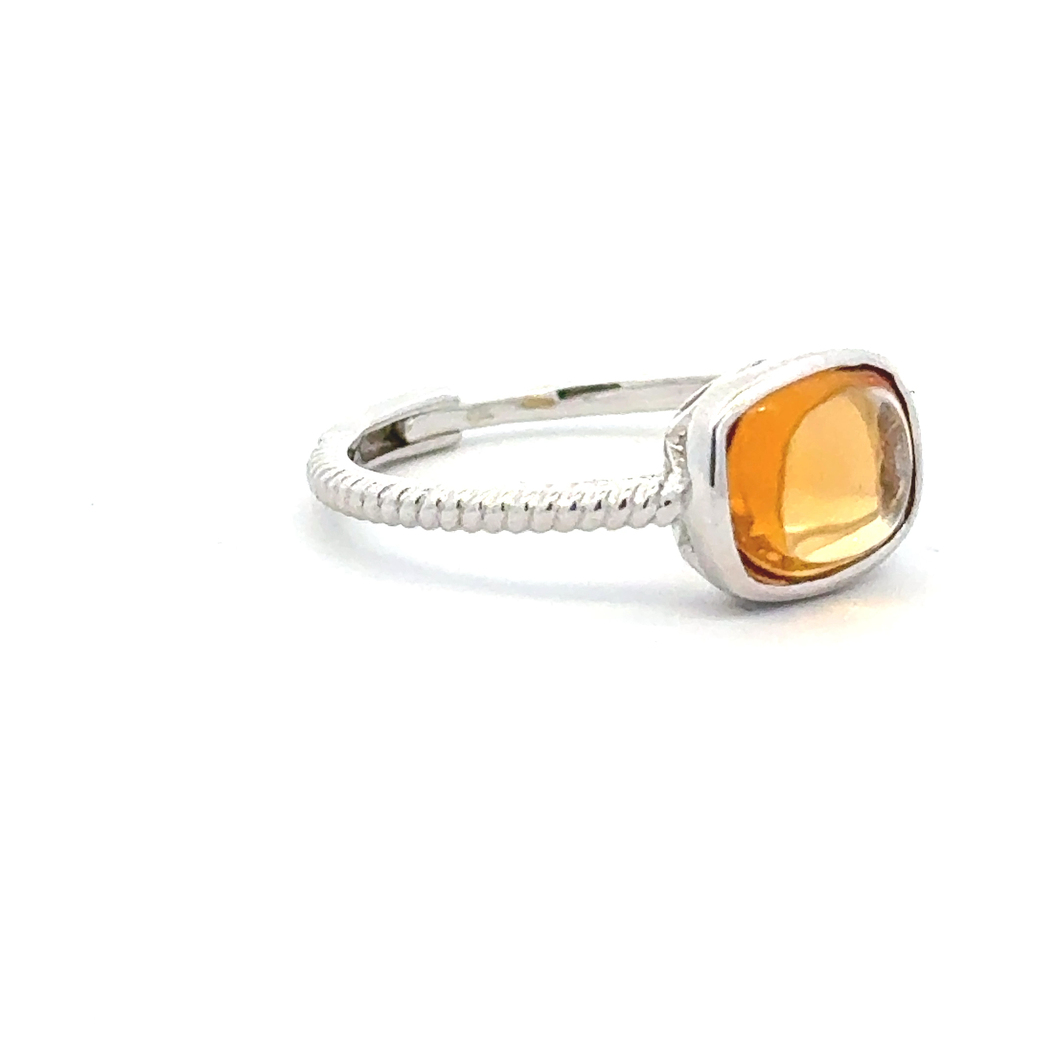 Color Candy Rings  with 1.58  Cushion Citrine 0.00  Sides set on 1.46gr Silver
