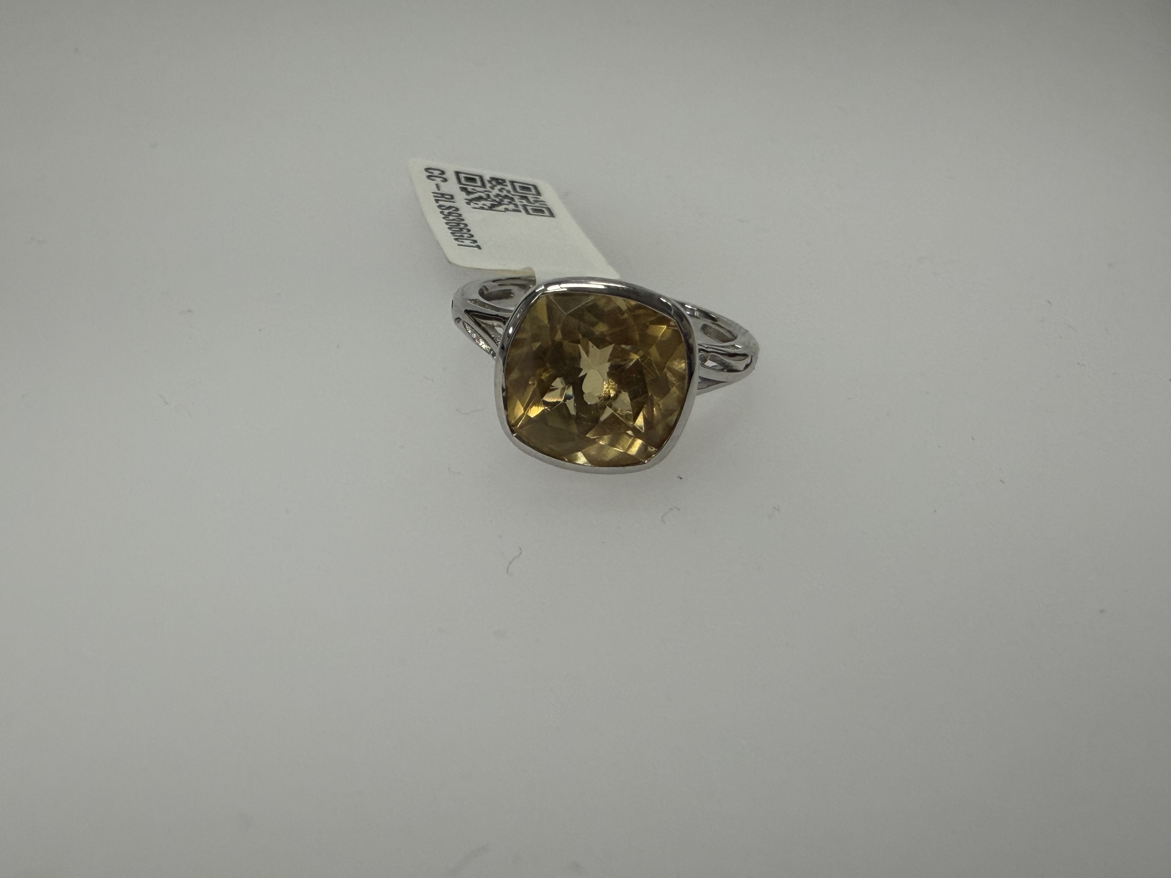 Silver Citrine  Rings  Cushion 4.22CT 0.00CTW  2.47GR