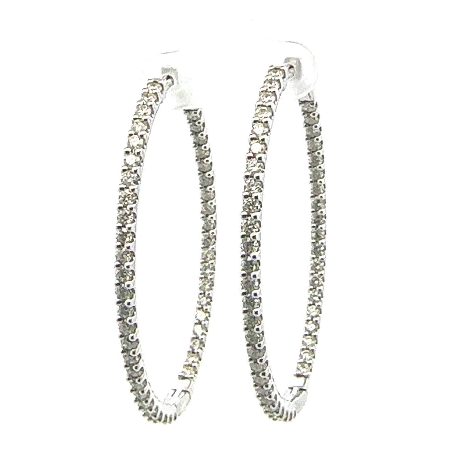 Earrings  4.00   with 4.00  Round Brilliant Diamond Sides set on 15.14gr 14k WG