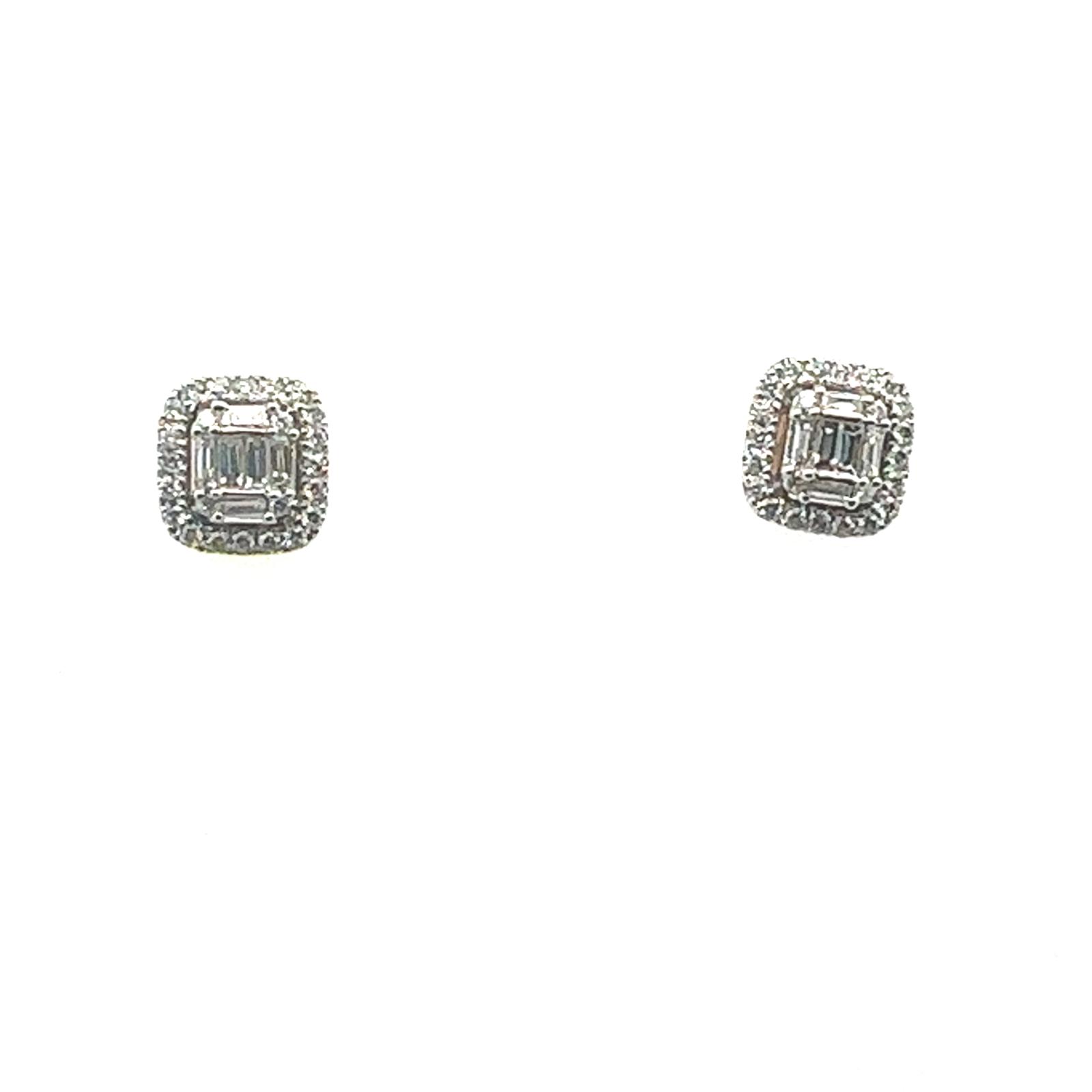 14k YG Diamond  Earrings  Baguette  60D  -0.34CTW  1.70GR