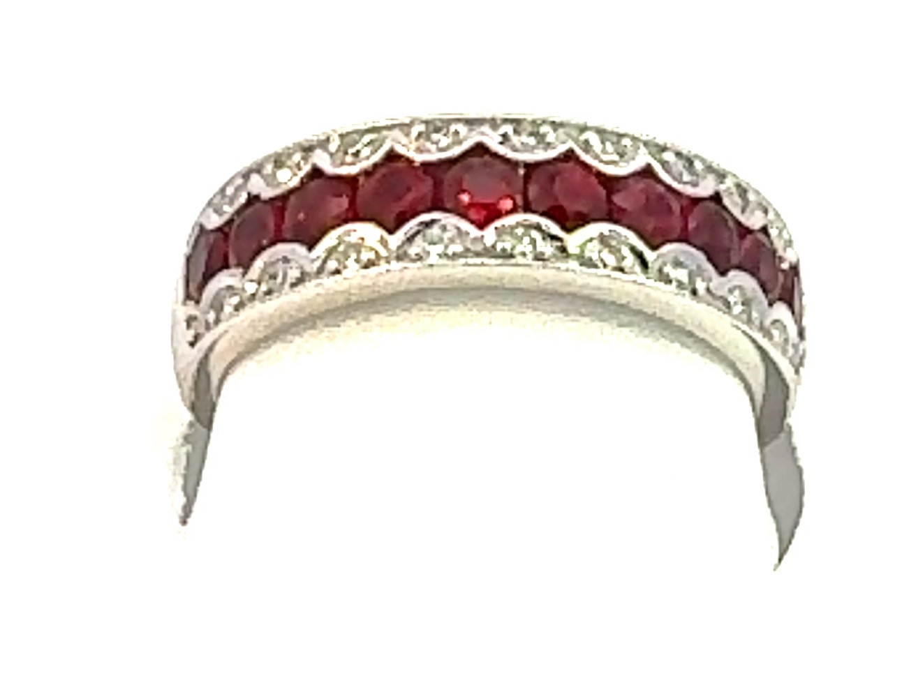 14k WG Diamond Ring Round 0.10CT Ruby Sq 10-0.98CTW 18D-0.10CTW  3.62GR