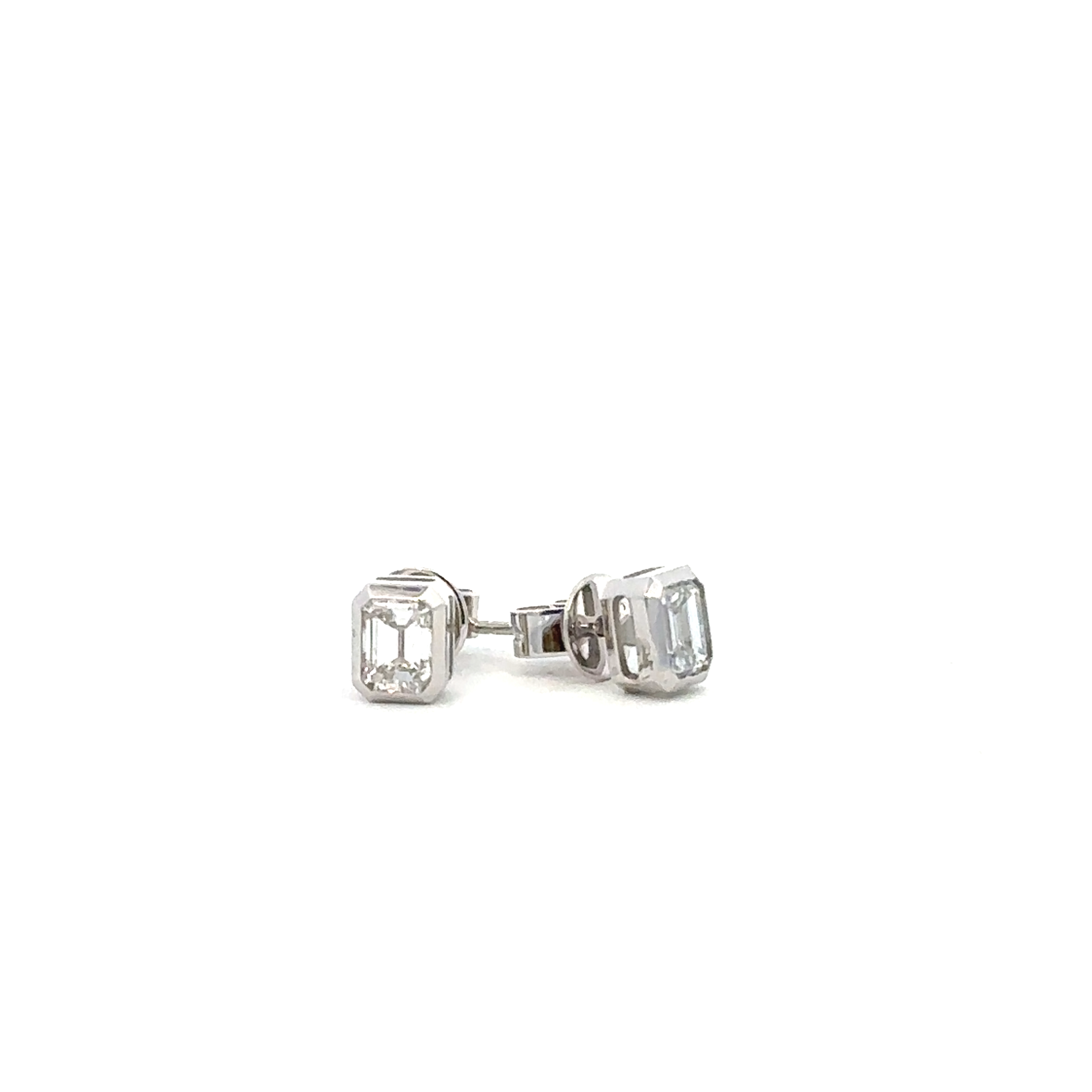 LUCY Earrings  0.48   with 0.48  Emerald Cut Lab Grown Diamond Sides set on -0.10gr 10k WG