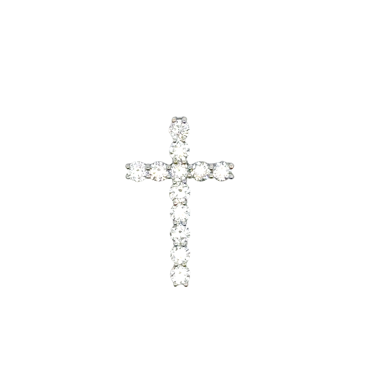 Lab Grown Cross Pendant  0.76ctw Round set on 0.69gr 10k WG