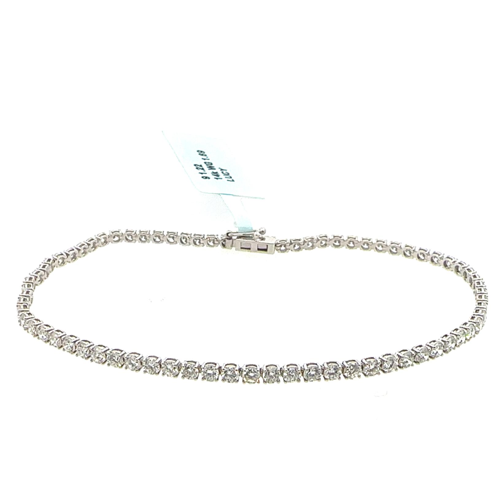 LUCY Bracelet  2.97   with 2.97  Round Lab Grown Diamond Sides set on 2.74gr 14k WG