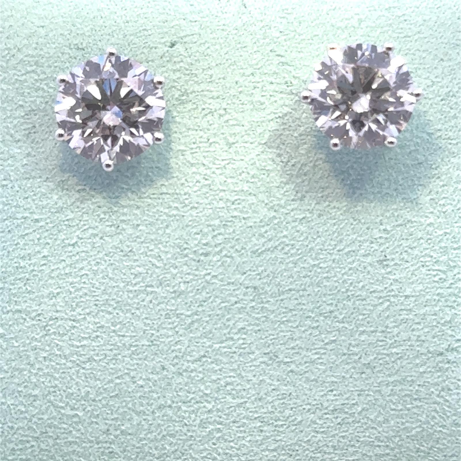 Lab Grown Earrings  4.50ctw 2 Round Lab Grown Diamond set on 0.87gr 14k WG