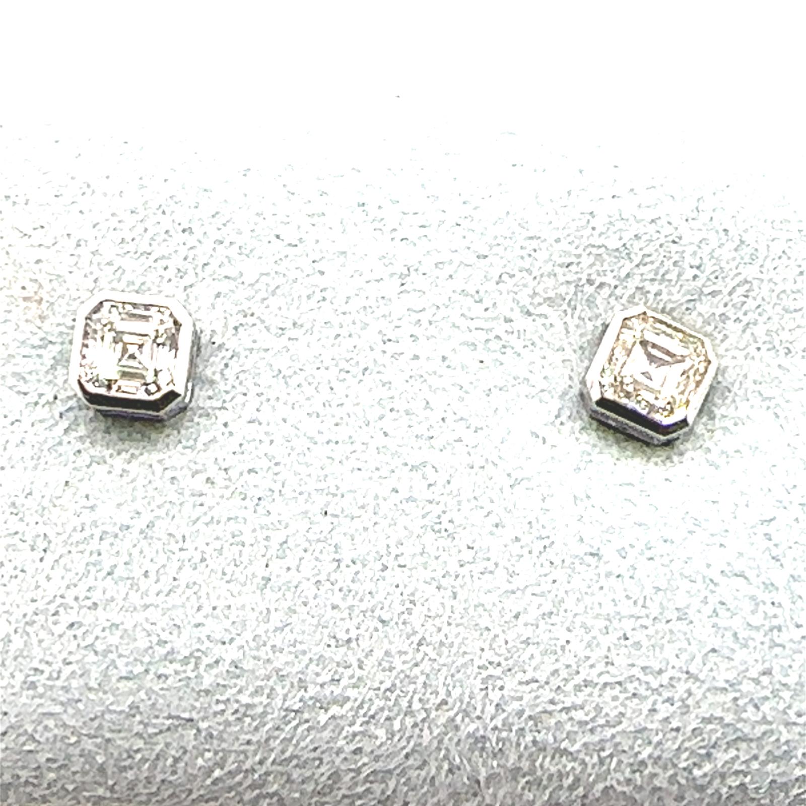 Sparkles Earrings  0.84   with 0.84  Asscher Lab Grown Diamond Sides set on 0.67gr 10k WG
