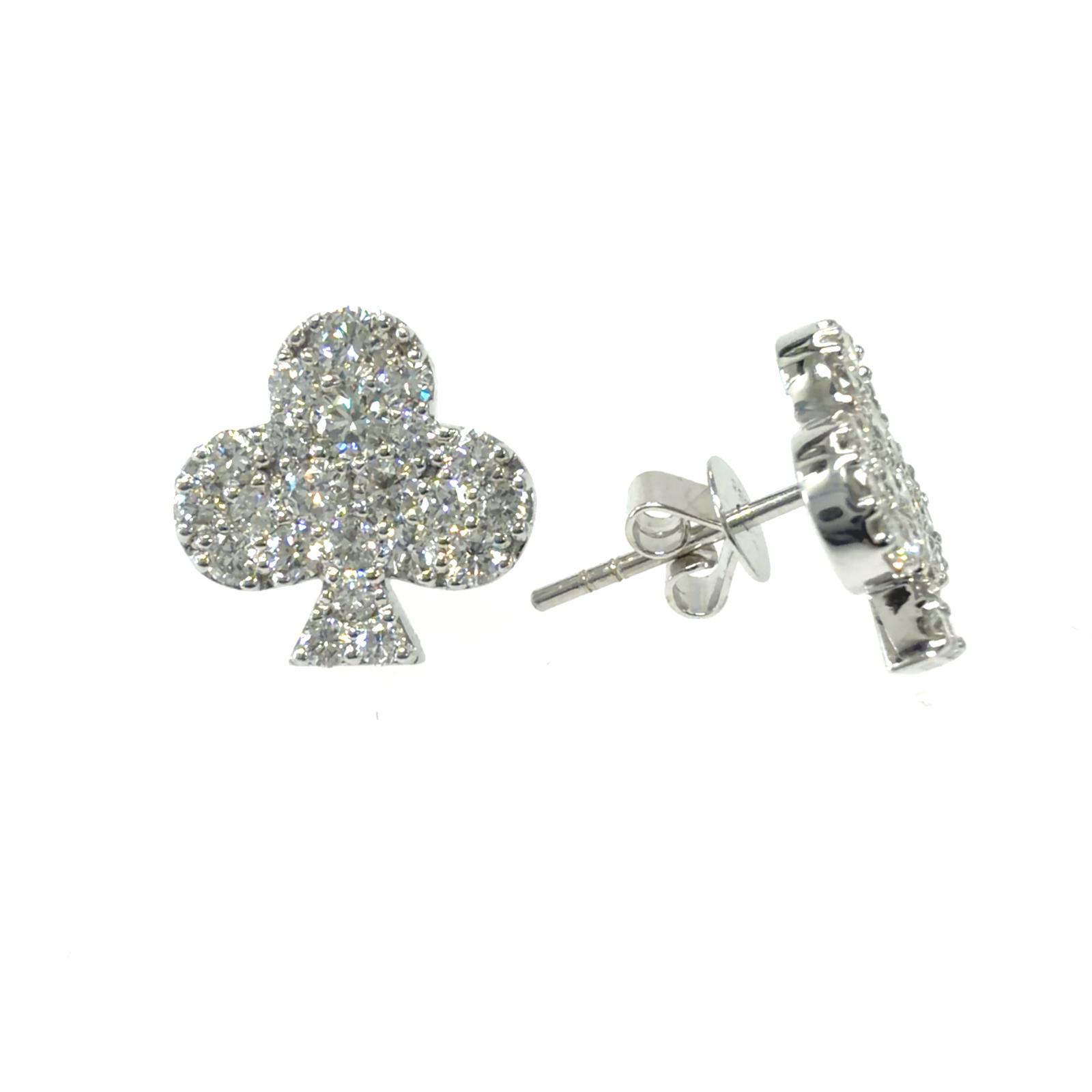 Lab Grown Earrings  1.20ctw 46 Rounds set on 2.18gr 14k WG