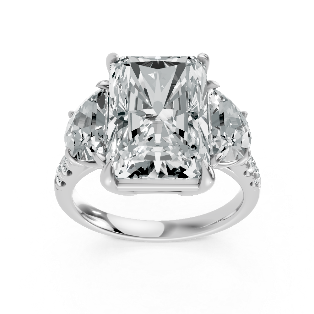 Lab Grown Stacey Collection 7.71ctw ,5.96 ct RA Center 8 pcs sides 1.75 cts 3.72 gr 14k WG