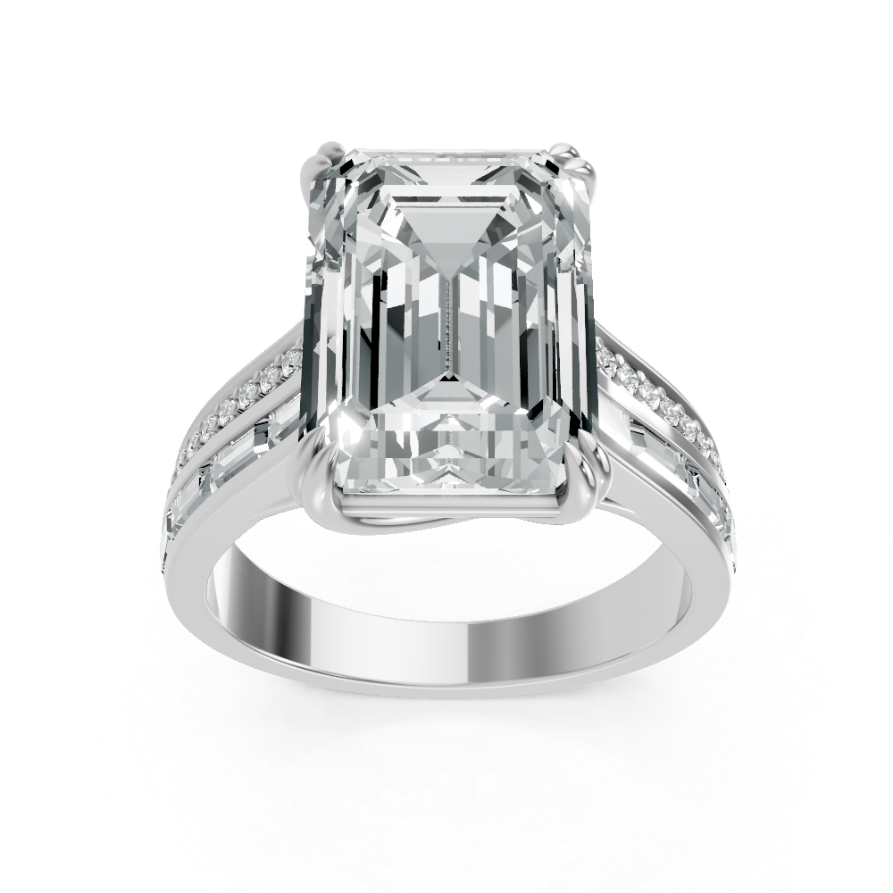 Lab Grown Stacey Collection 6.6ctw 5.89ct RA Center 28 D sides 0.71cts 4.33 gr 14k WG