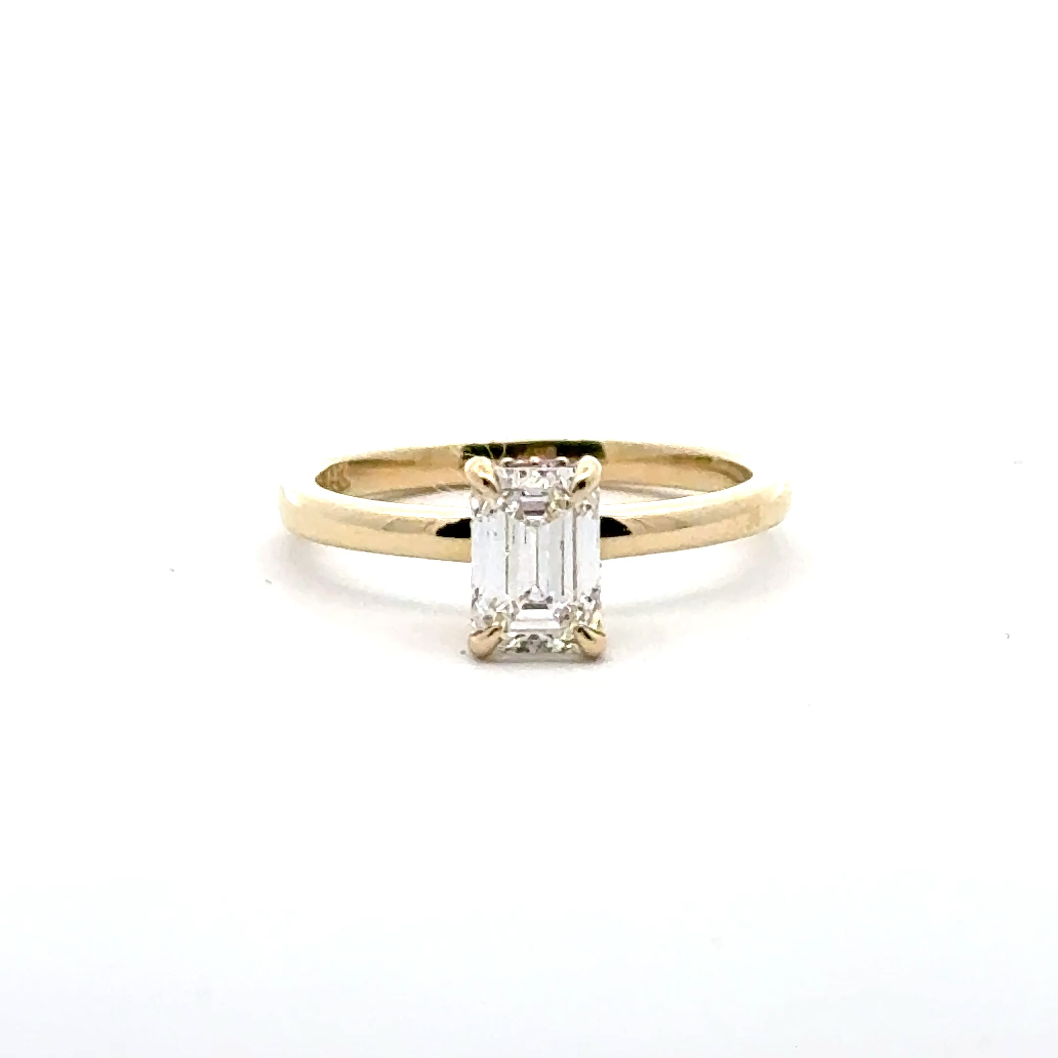 14k YG Lab Grown Diamond  Rings  Emerald 1.01CT Round   24D- 0.07CTW 25D  -1.08CTW  2.77GR