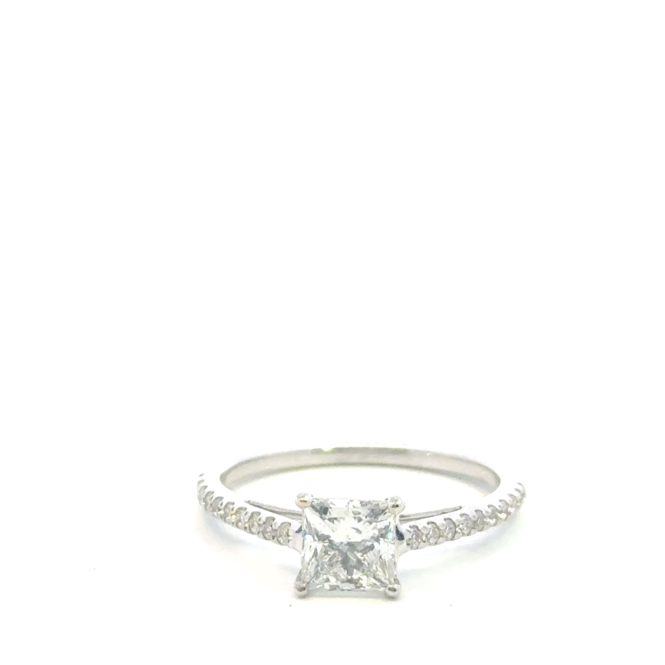 14k WG Lab Grown Diamond Ring Princess 0.98CT Round 20D- 0.18CTW 21D-1.16CTW  1.94GR