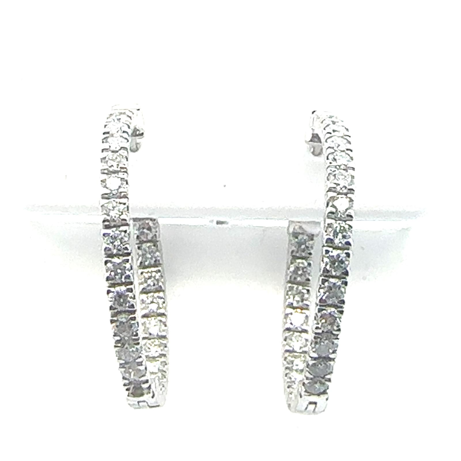 Earrings-HOOPS, Diamond  14k WG  Basics