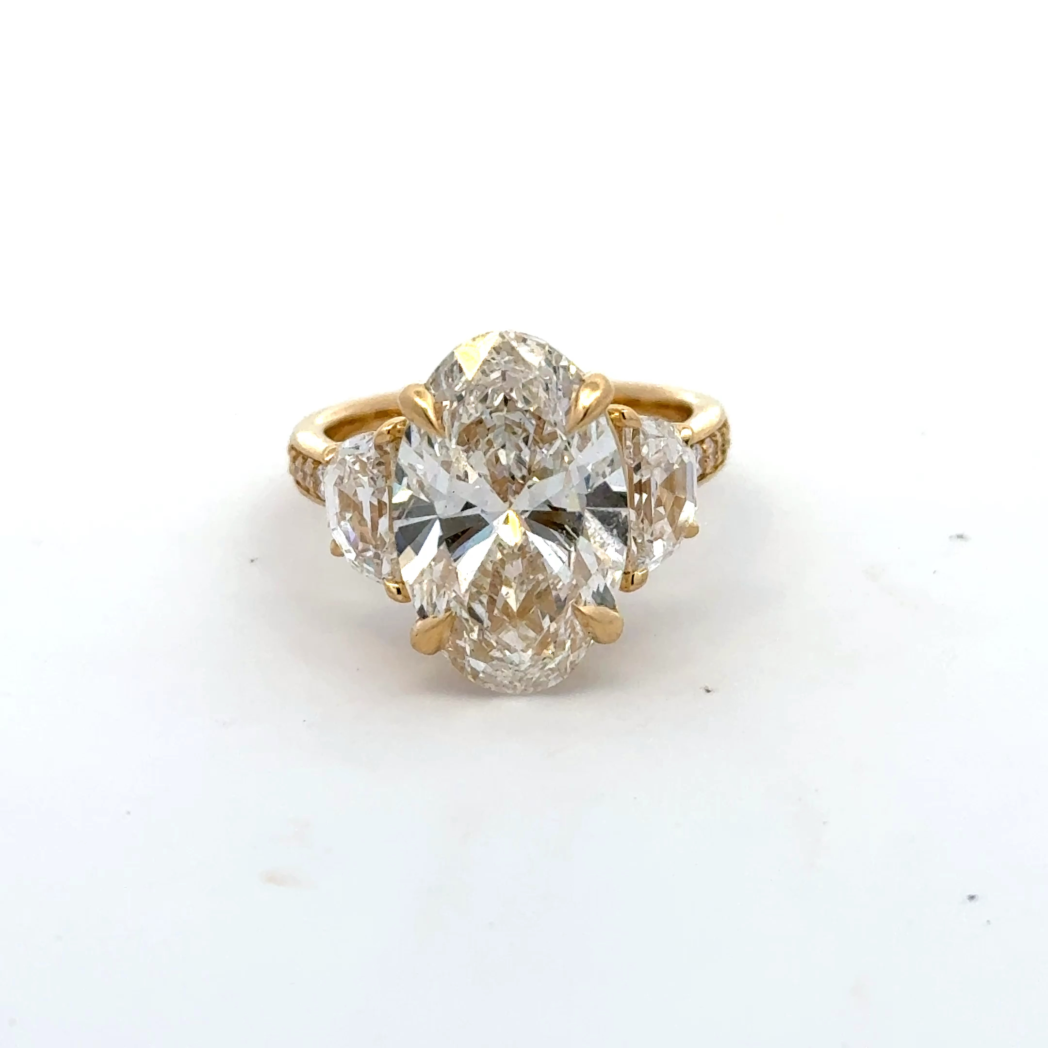 Stacey Rings  8.21   with 6.55  Oval Lab Grown Diamond 1.66  Sides set on 5.23gr 14k YG