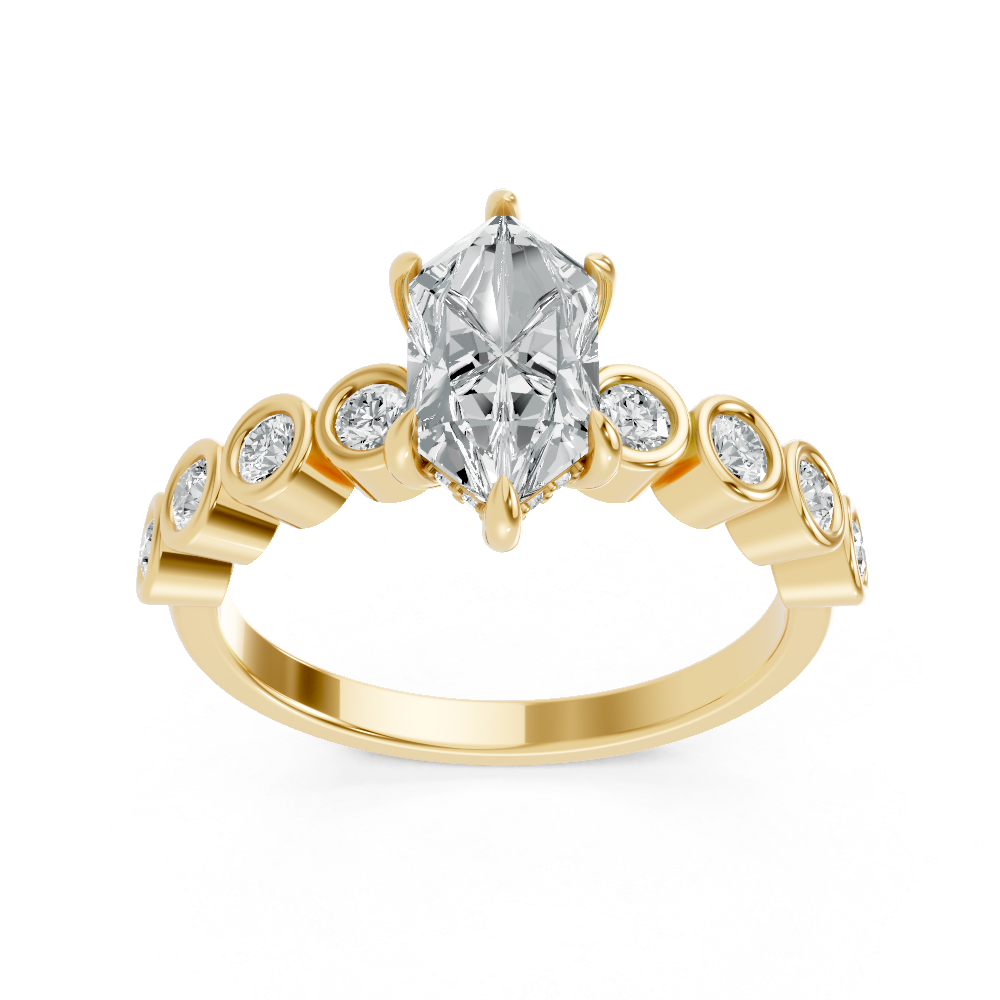 Lab Grown Stacey Collection 1.47ctw , 1.47 ct DUCH Center 24 pcs sides 0 cts 2.23 gr 14k YG