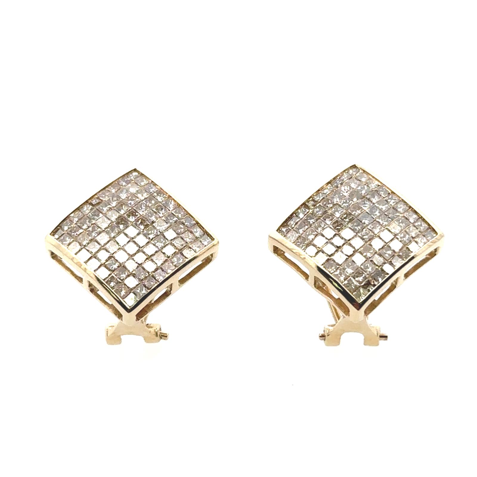 Stan Earrings  2.28   Princess Cut Diamond Sides set on 5.15gr 14k YG