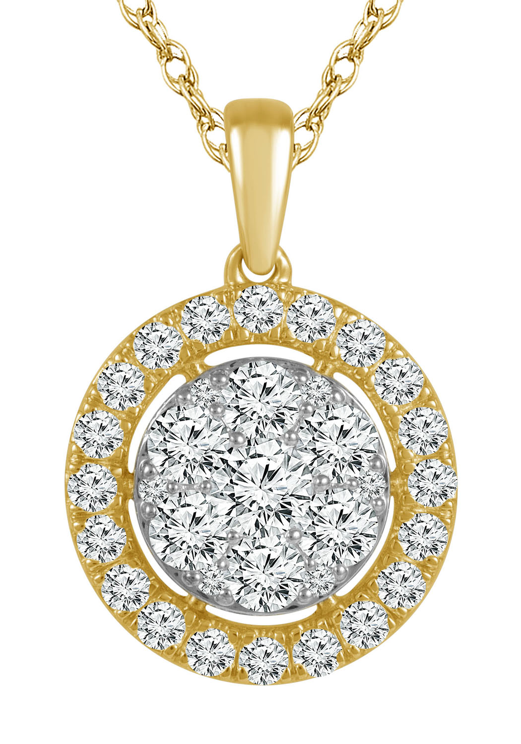 14KW 1 CTW FASHION PENDANT J-BACK W/ALL RD B56