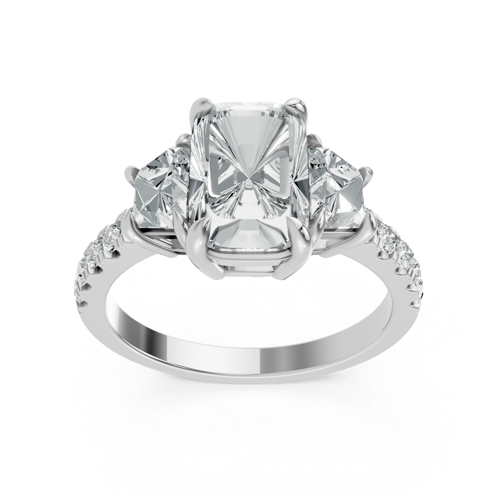 STACEY Rings  2.99   with 2.07  Cushion Lab Grown Diamond 0.92  Sides set on 2.79gr 14k WG